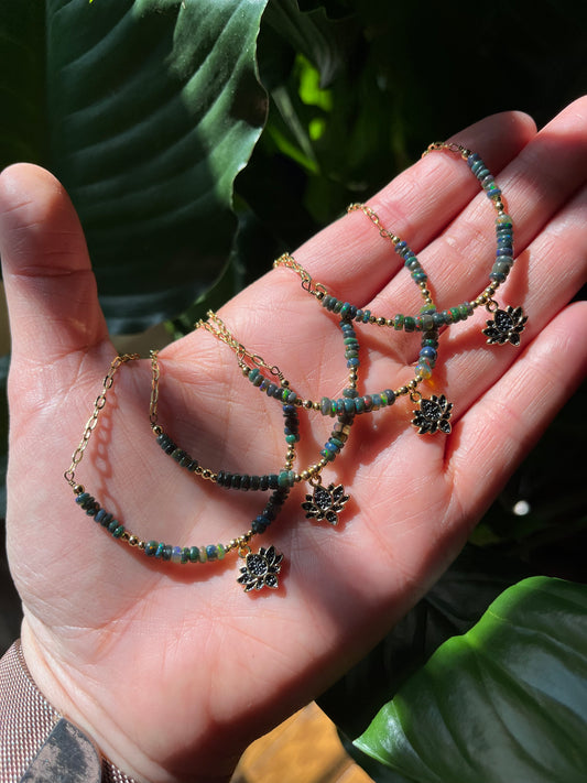 Black Opal Lotus Necklace