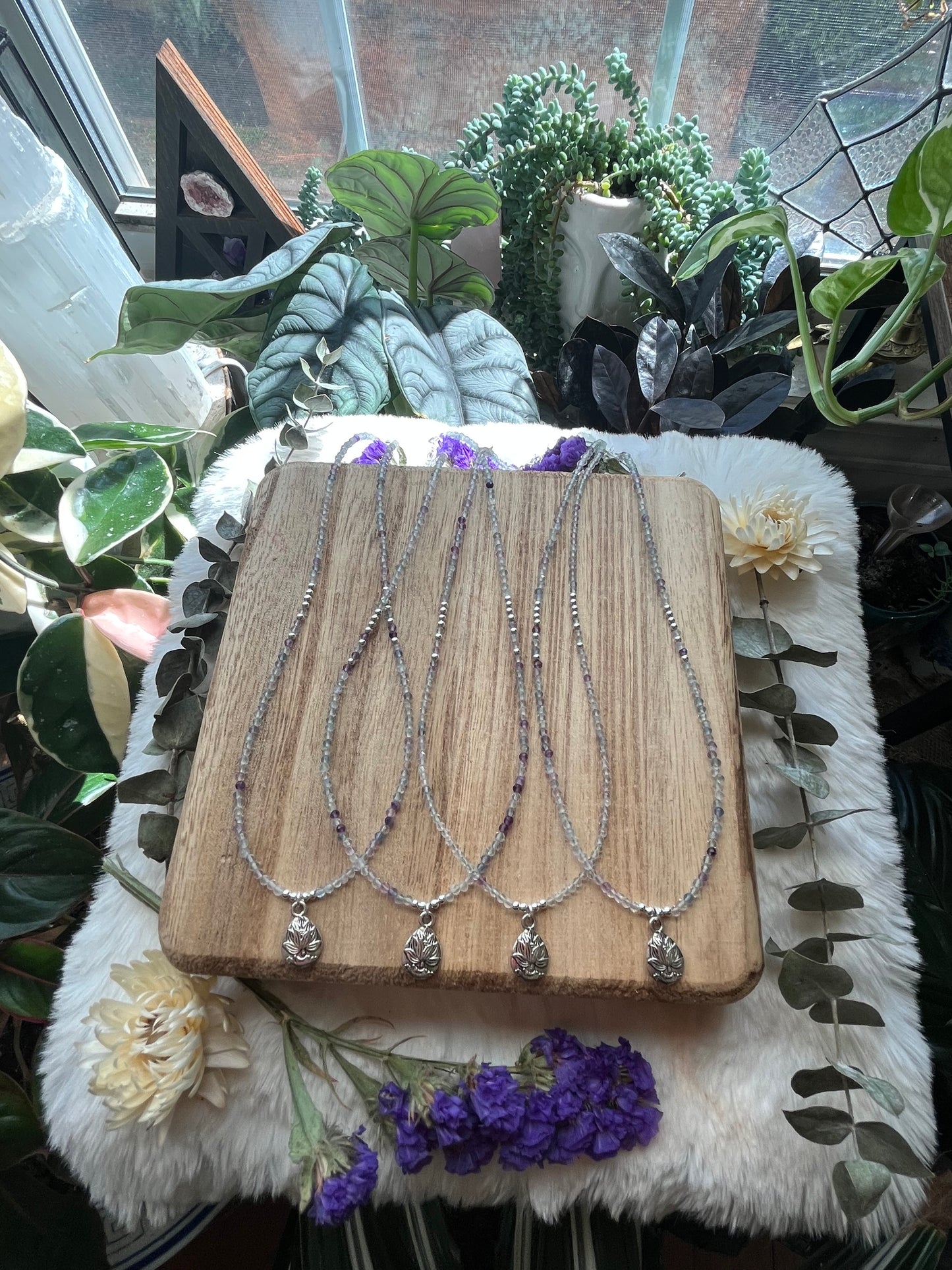 Fluorite Lotus necklace