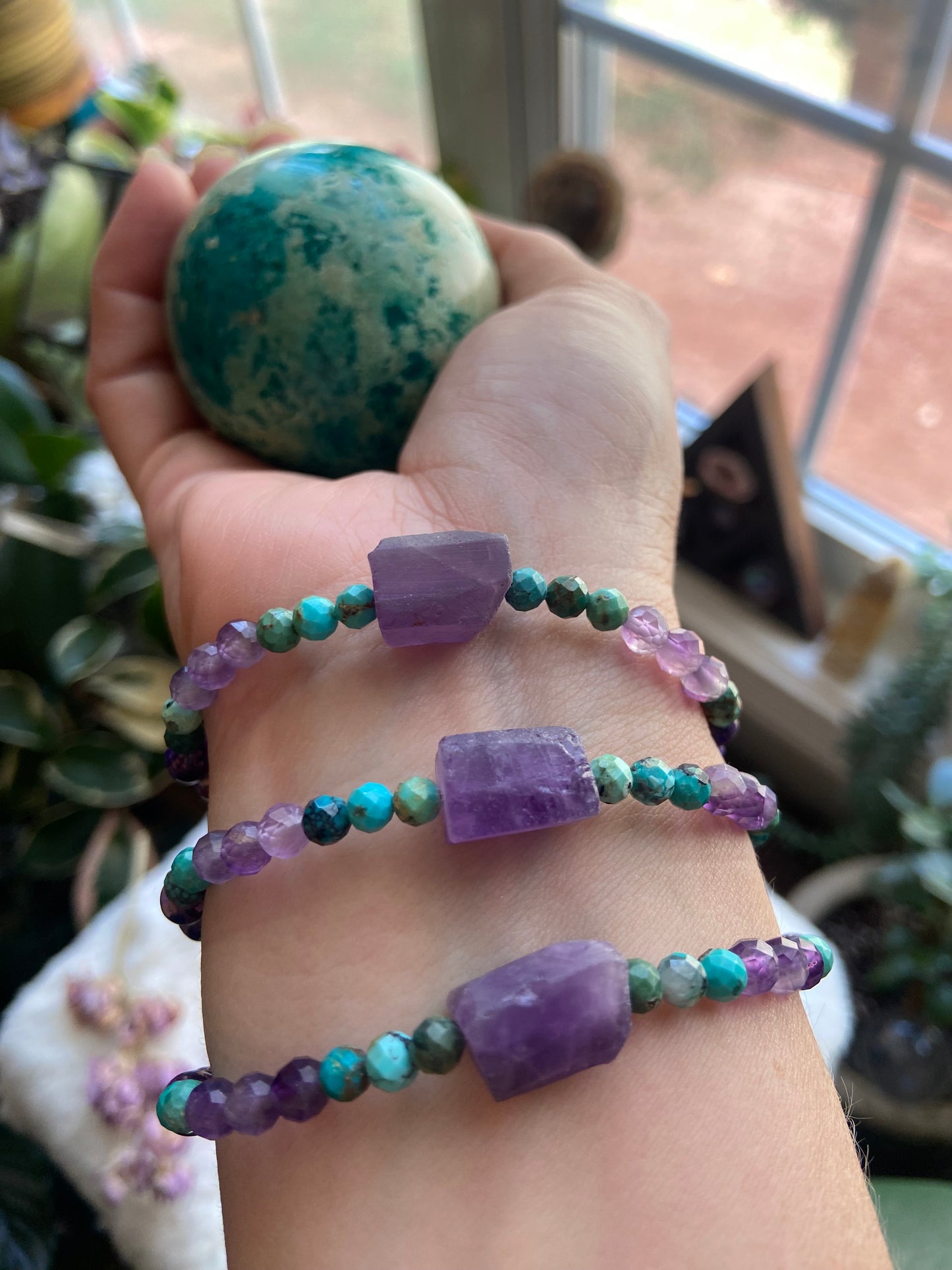 Raw Amethyst gem bracelet