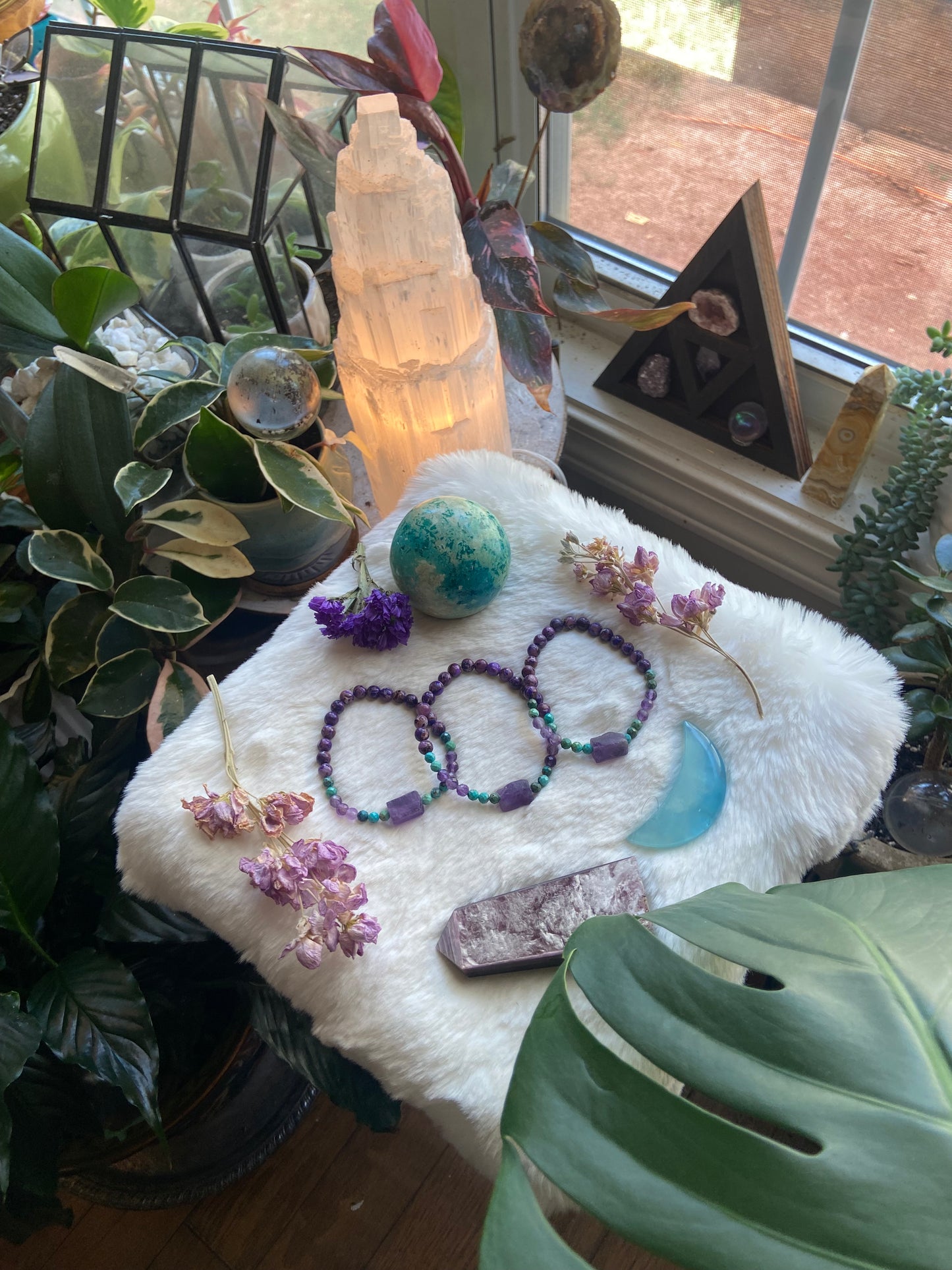 Raw Amethyst gem bracelet