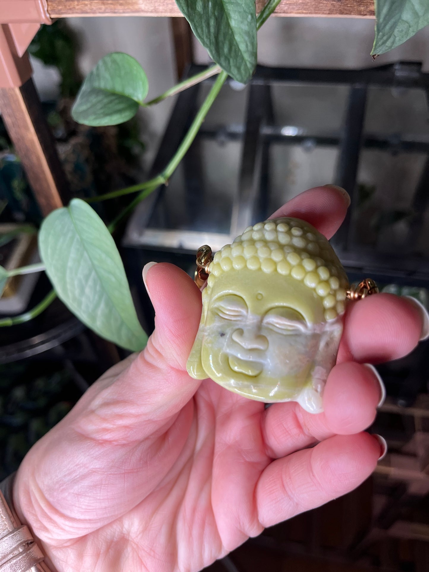 Serpentine Buddha Statement necklace