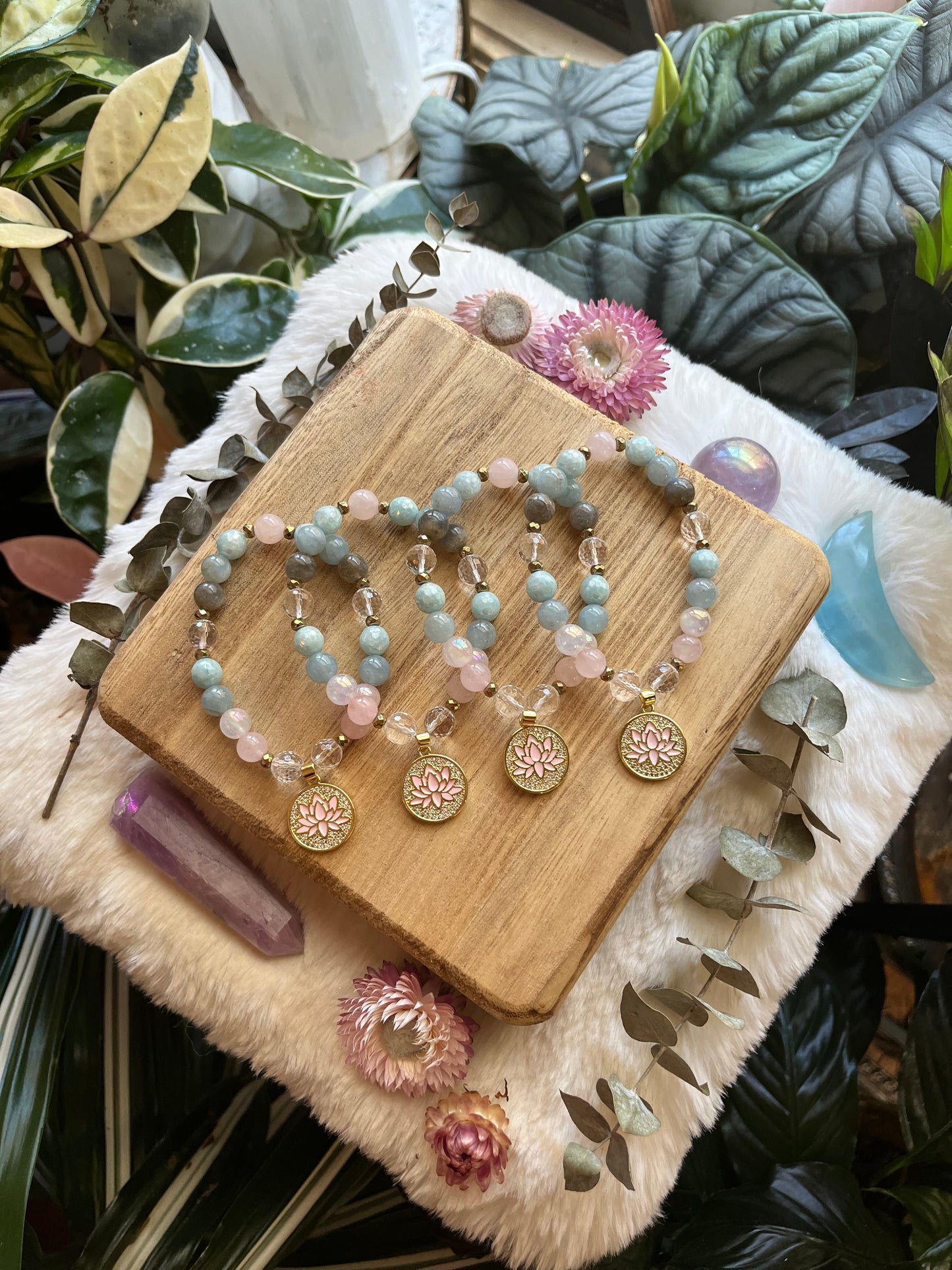 Lotus charm mala bracelet