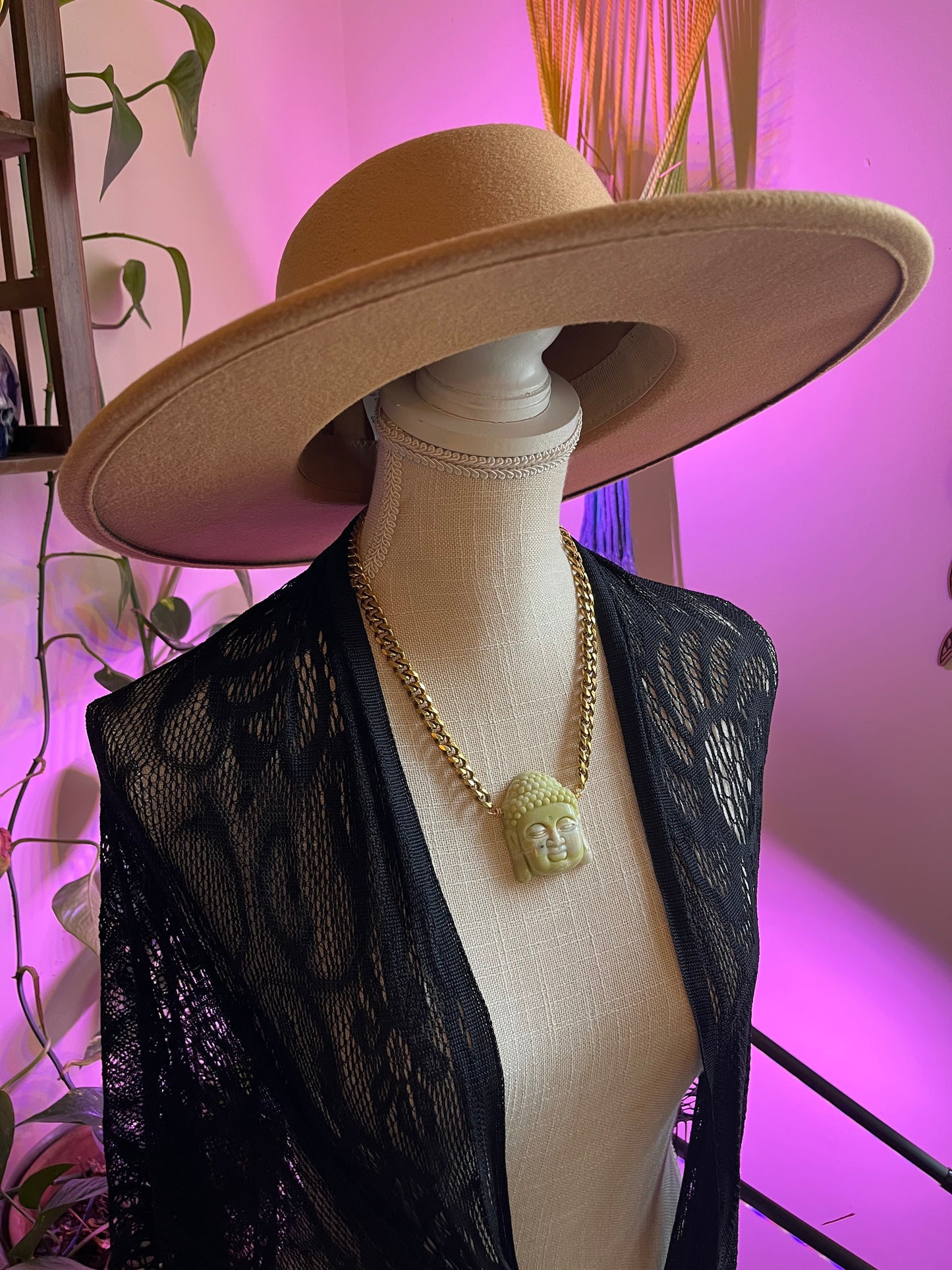 Serpentine Buddha Statement necklace