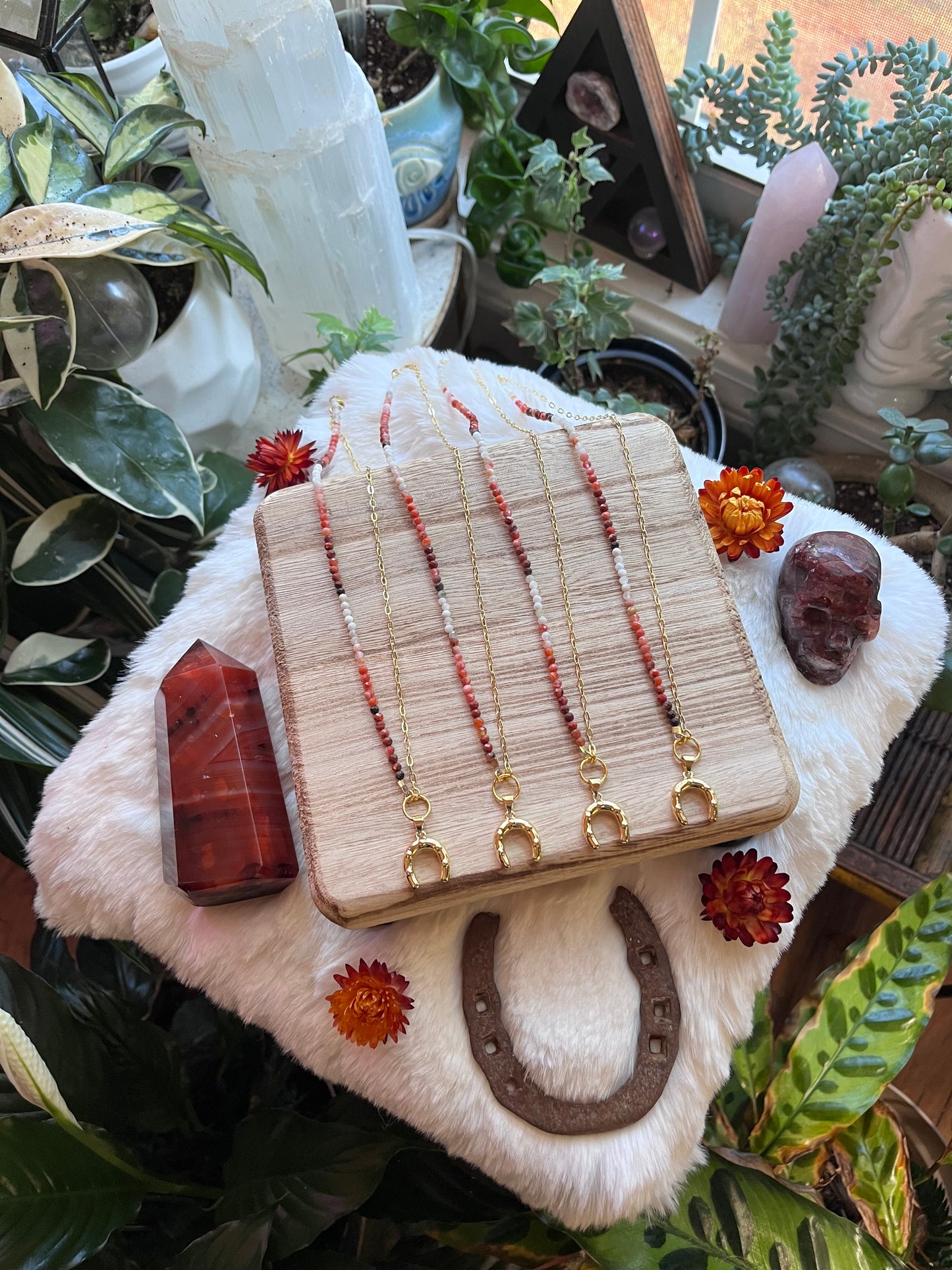 Moroccan Red Agate necklace, horseshoe charm, lucky jewelry, agate necklace, abundance, creativity, passion, good luck charm jewelry