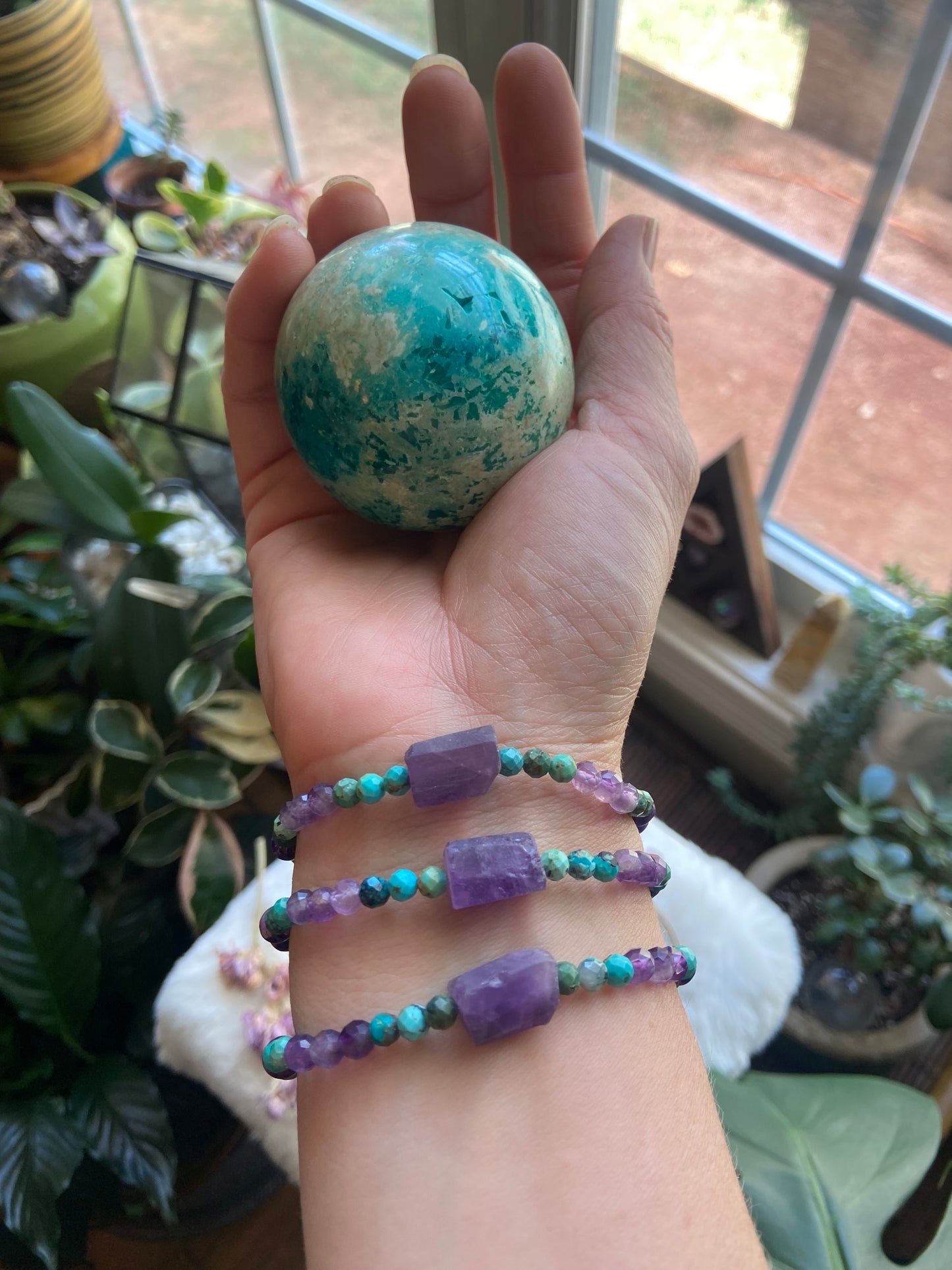 Raw Amethyst gem bracelet