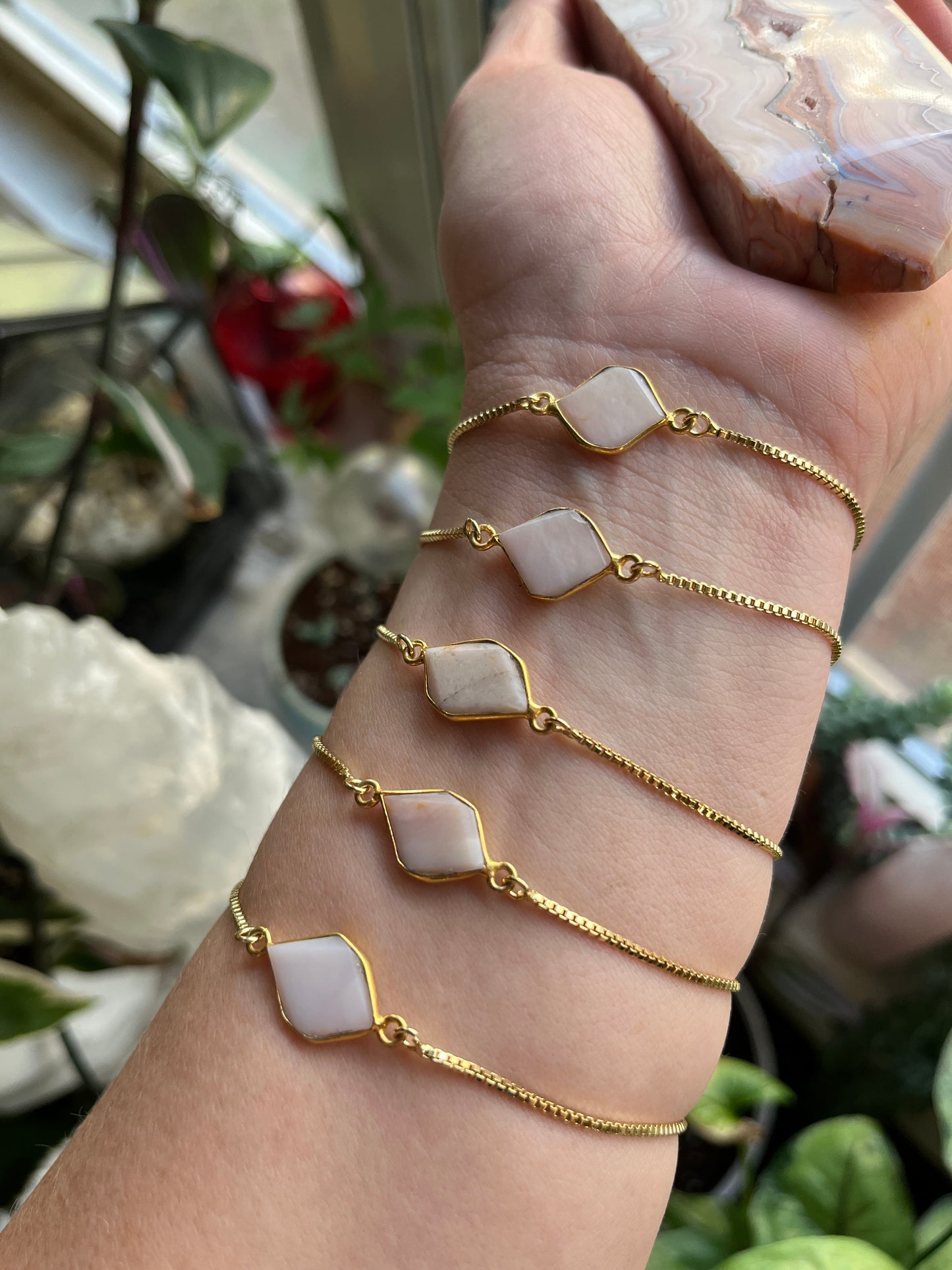 Adjustable Pink Opal bracelet