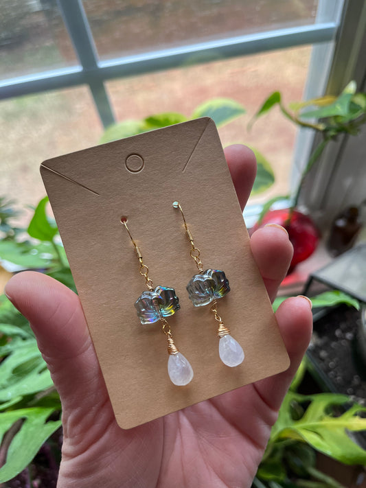 Lotus and Moonstone earrings