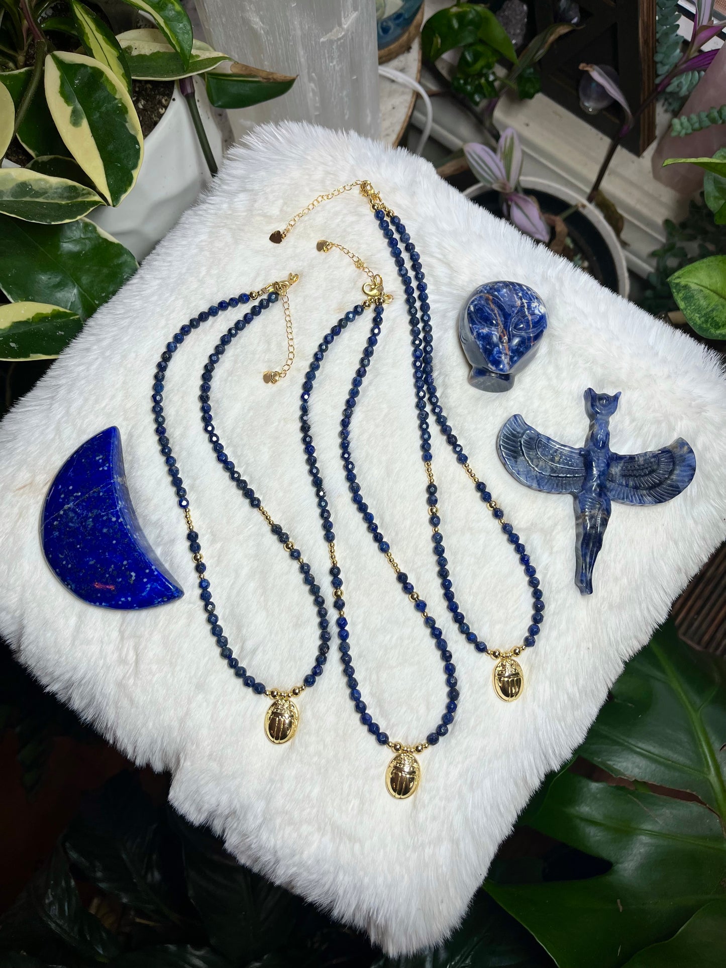 Luxe Lapis Lazuli Scarab necklace