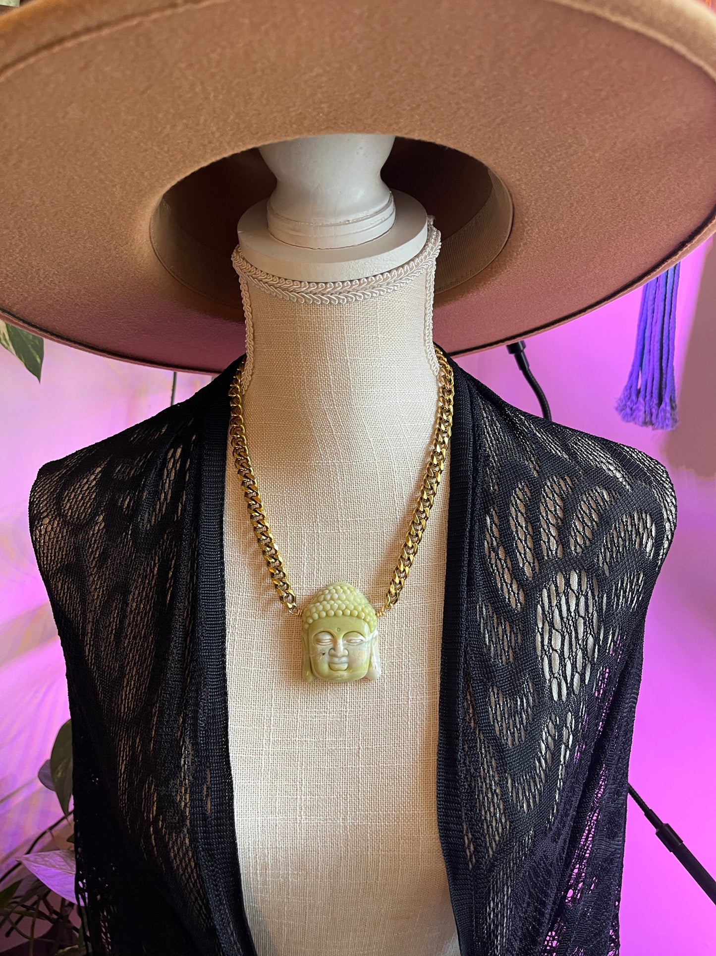Serpentine Buddha Statement necklace
