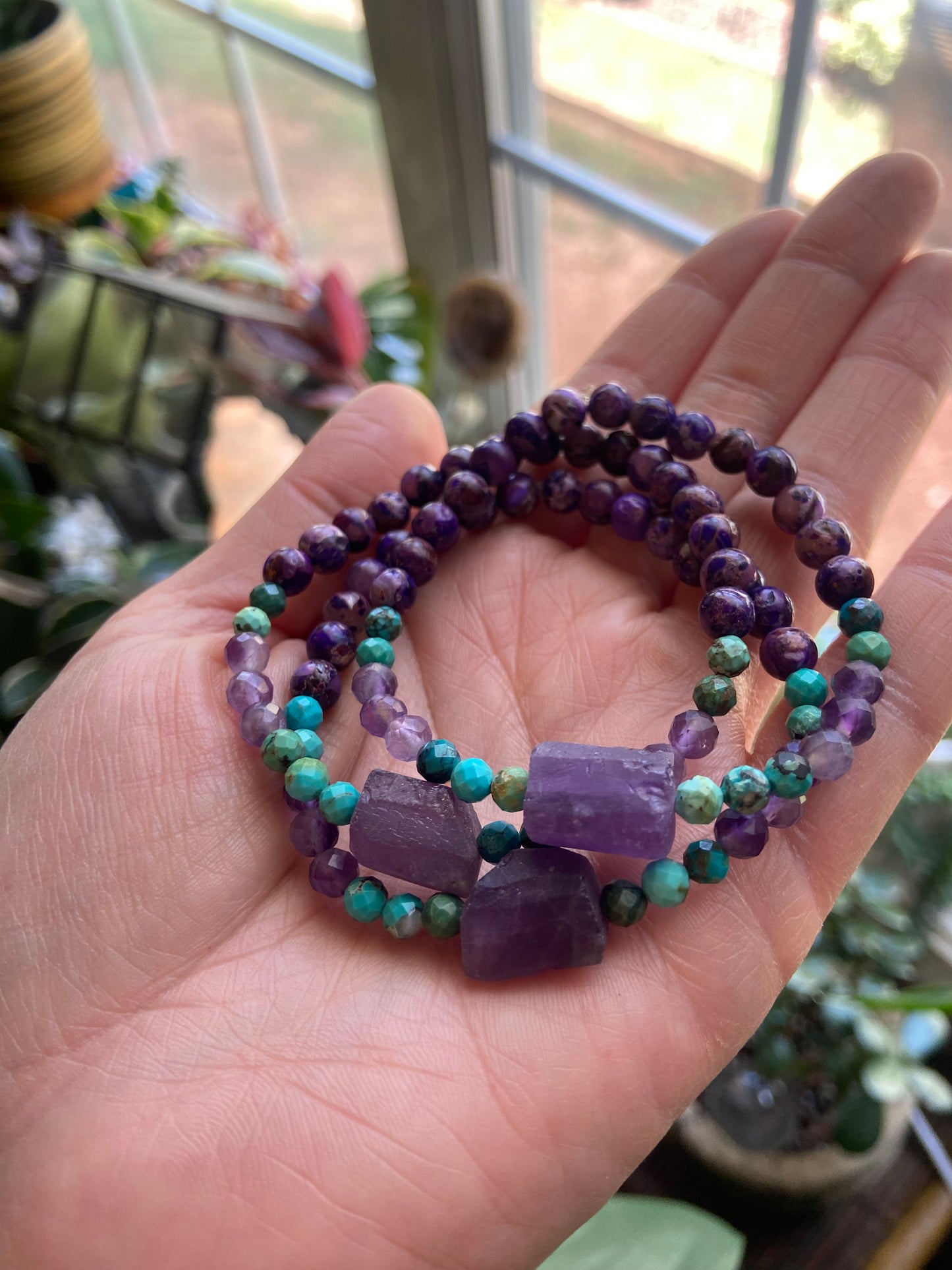 Raw Amethyst gem bracelet