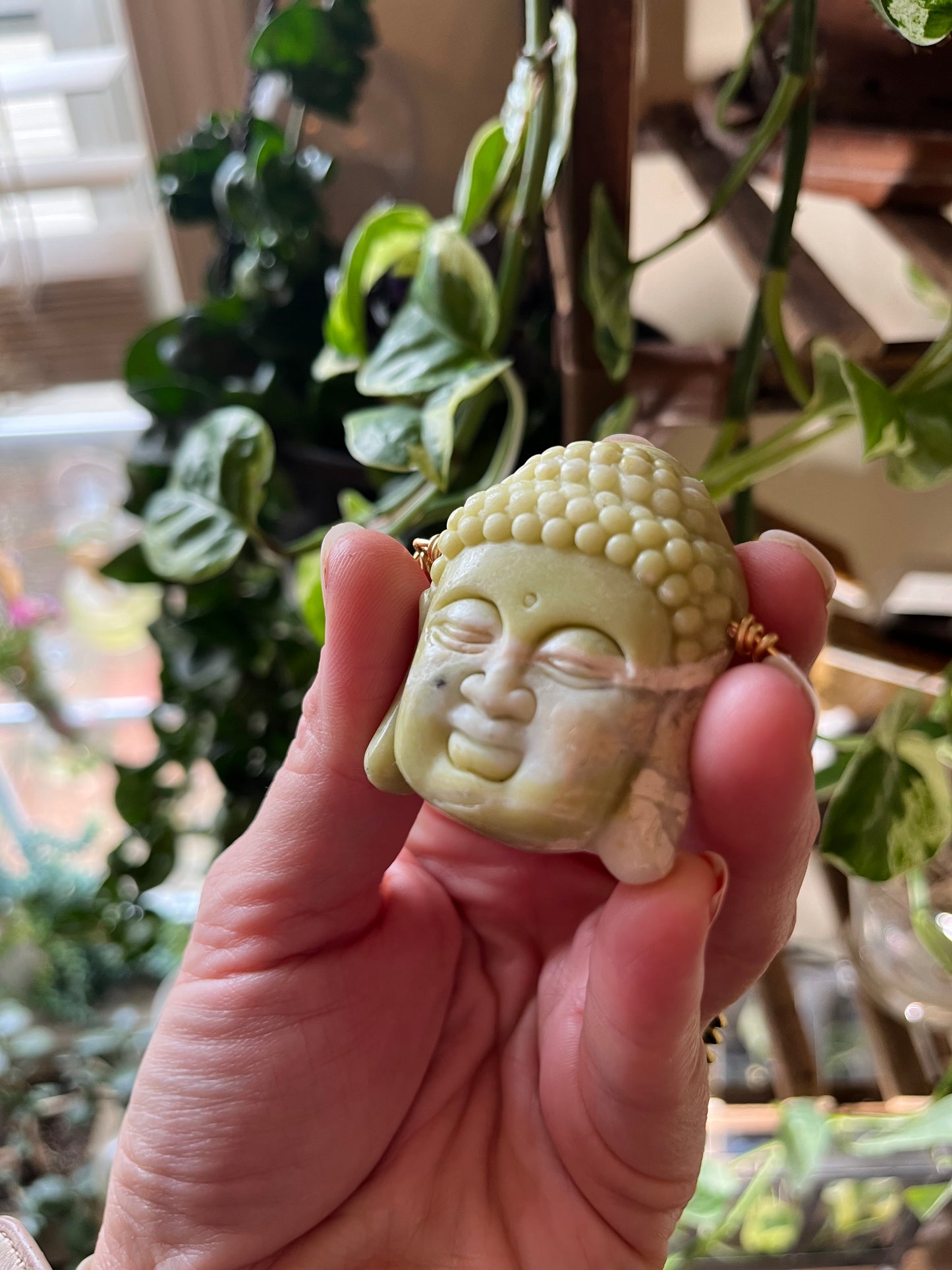 Serpentine Buddha Statement necklace