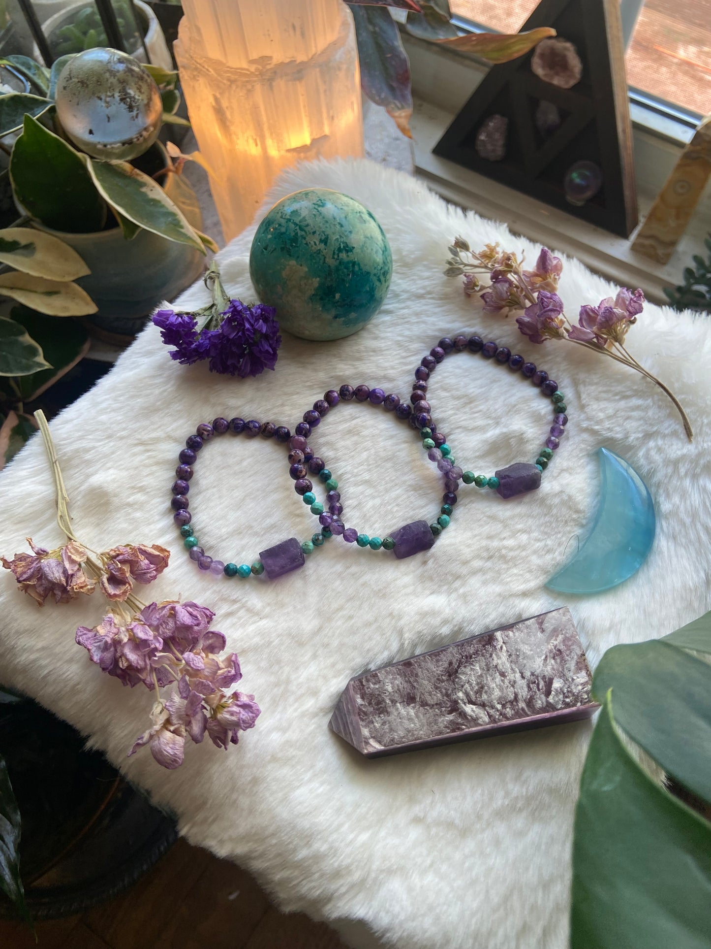 Raw Amethyst gem bracelet