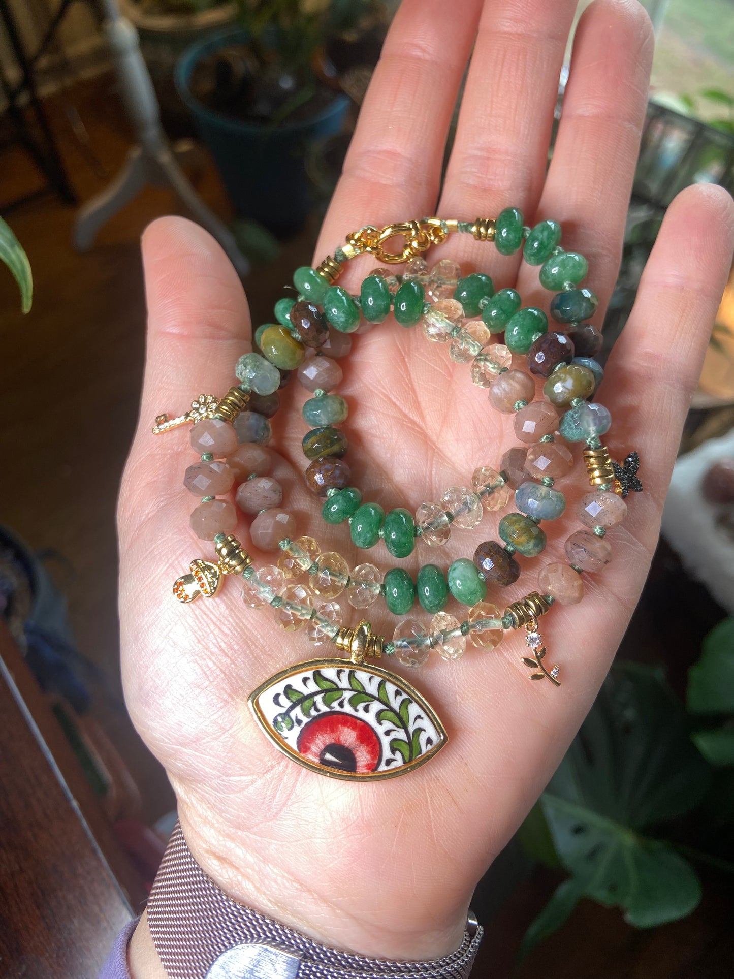 Secret Garden Eye charm necklace