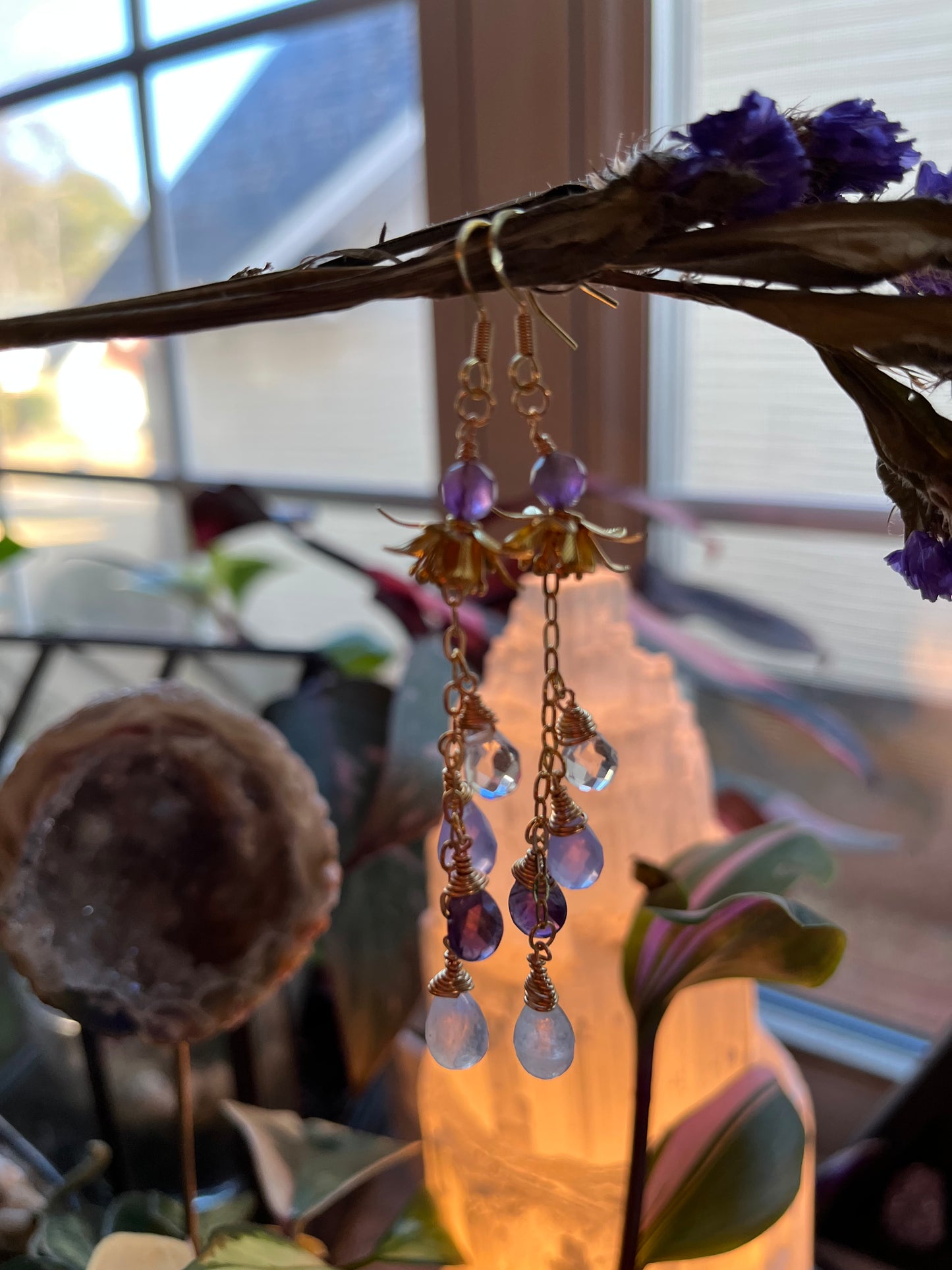 Lotus drop earrings