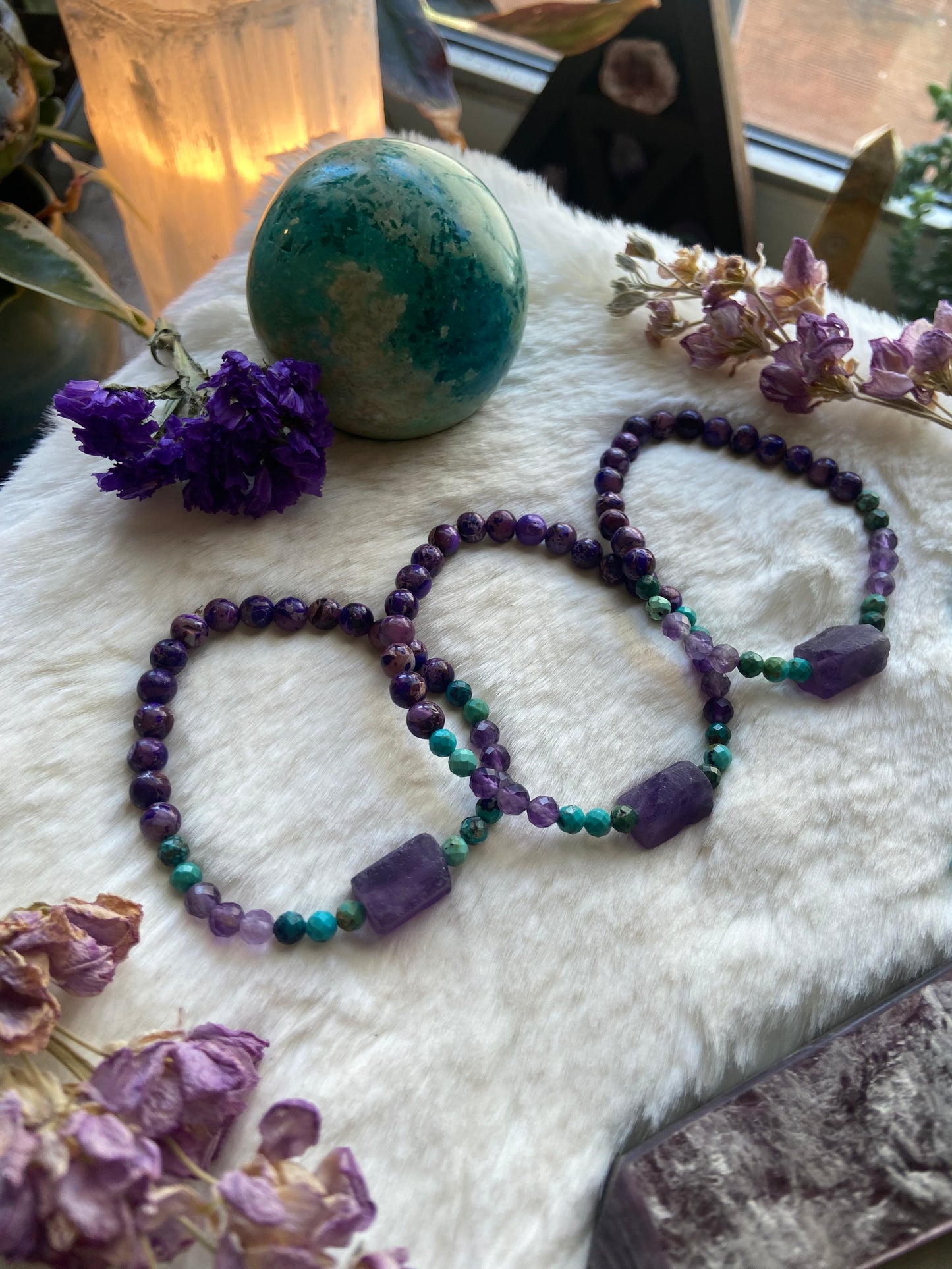 Raw Amethyst gem bracelet