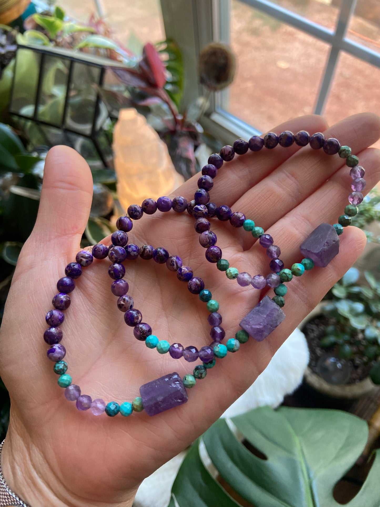 Raw Amethyst gem bracelet