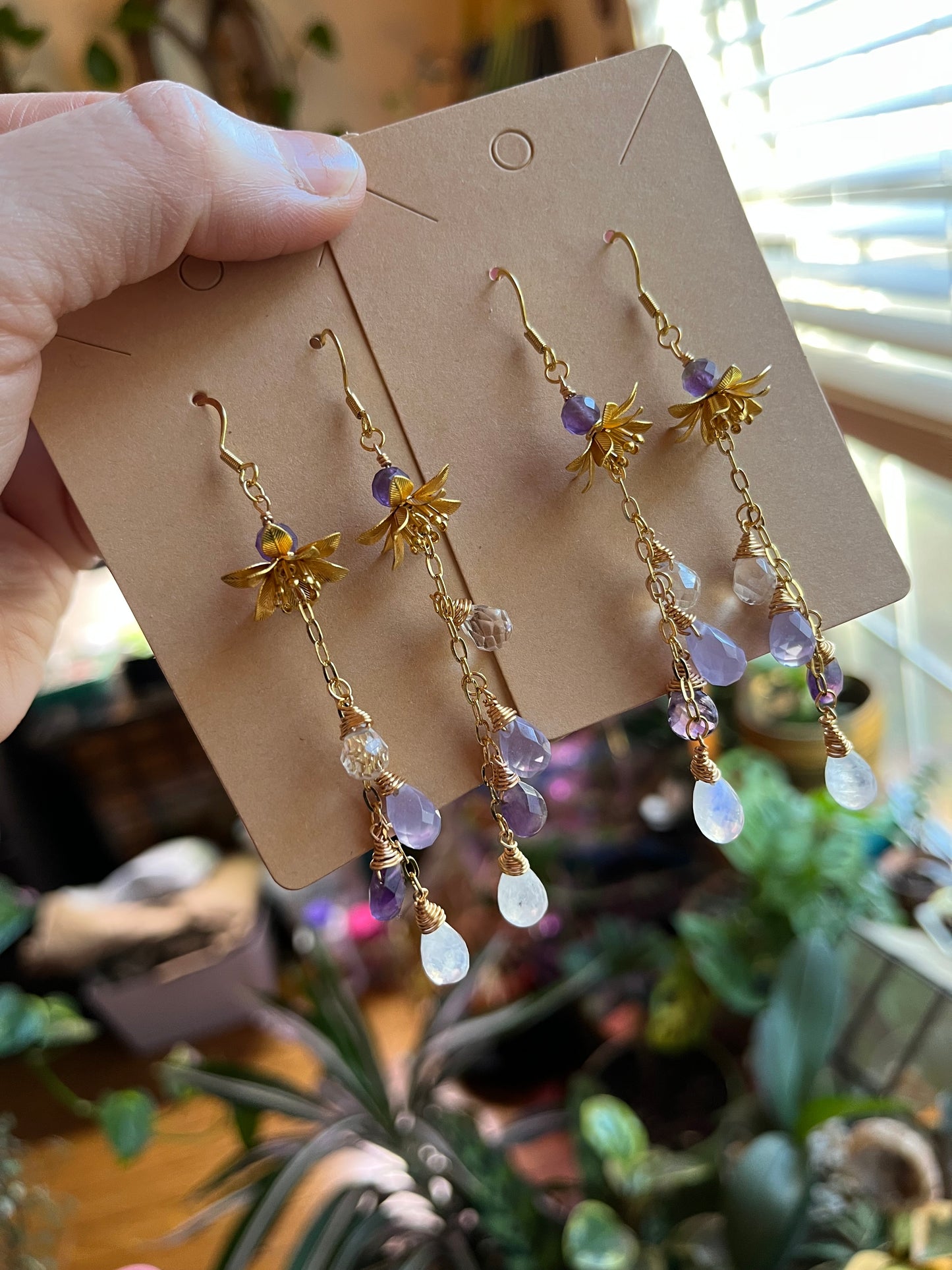 Lotus drop earrings