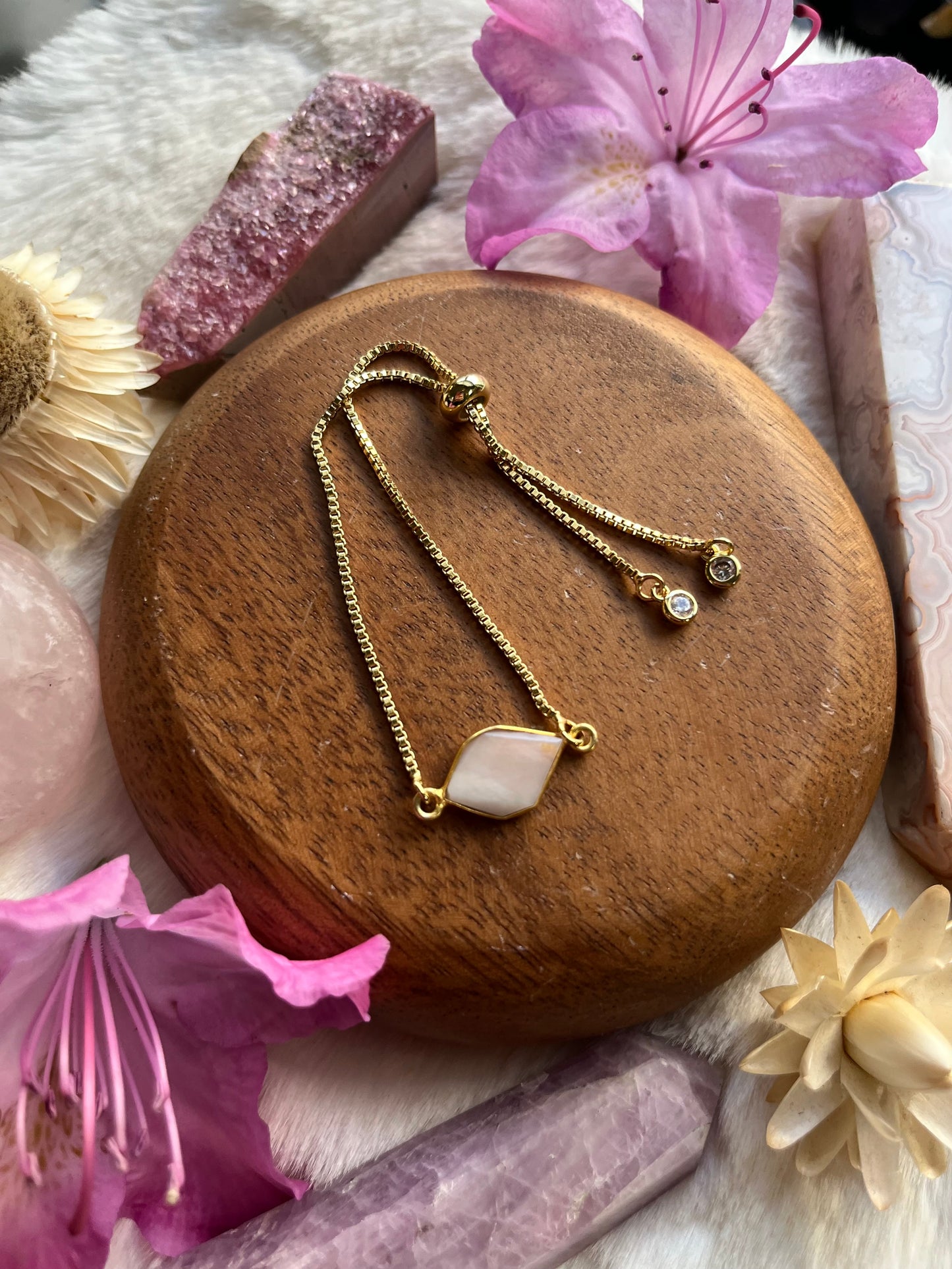 Adjustable Pink Opal bracelet