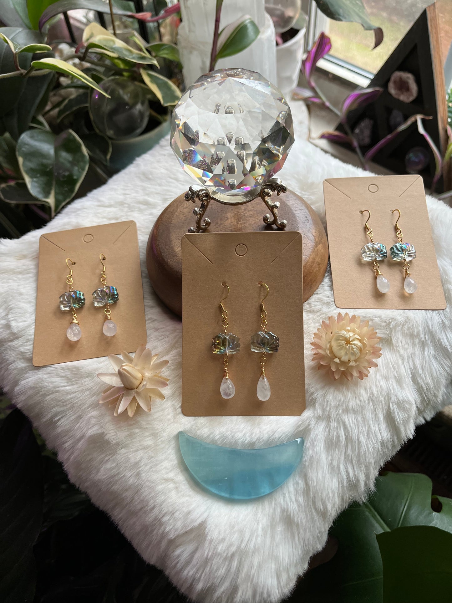 Lotus and Moonstone earrings