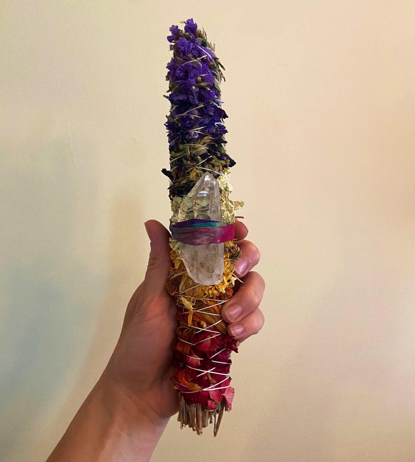 Rainbow bundle, chakra sage, rainbow sage, crystal sage wand, meditation altar, handmade sage bundle, meditation, large sage wand