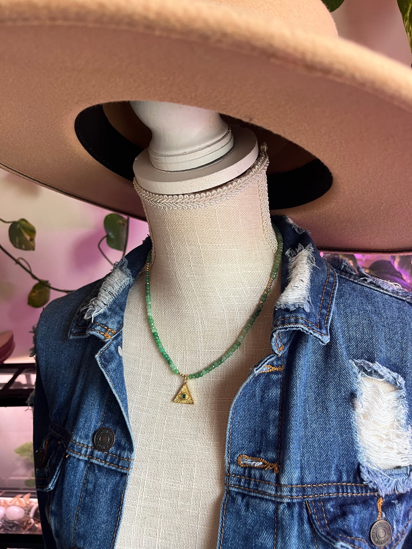 Chrysoprase Eye Charm Necklace