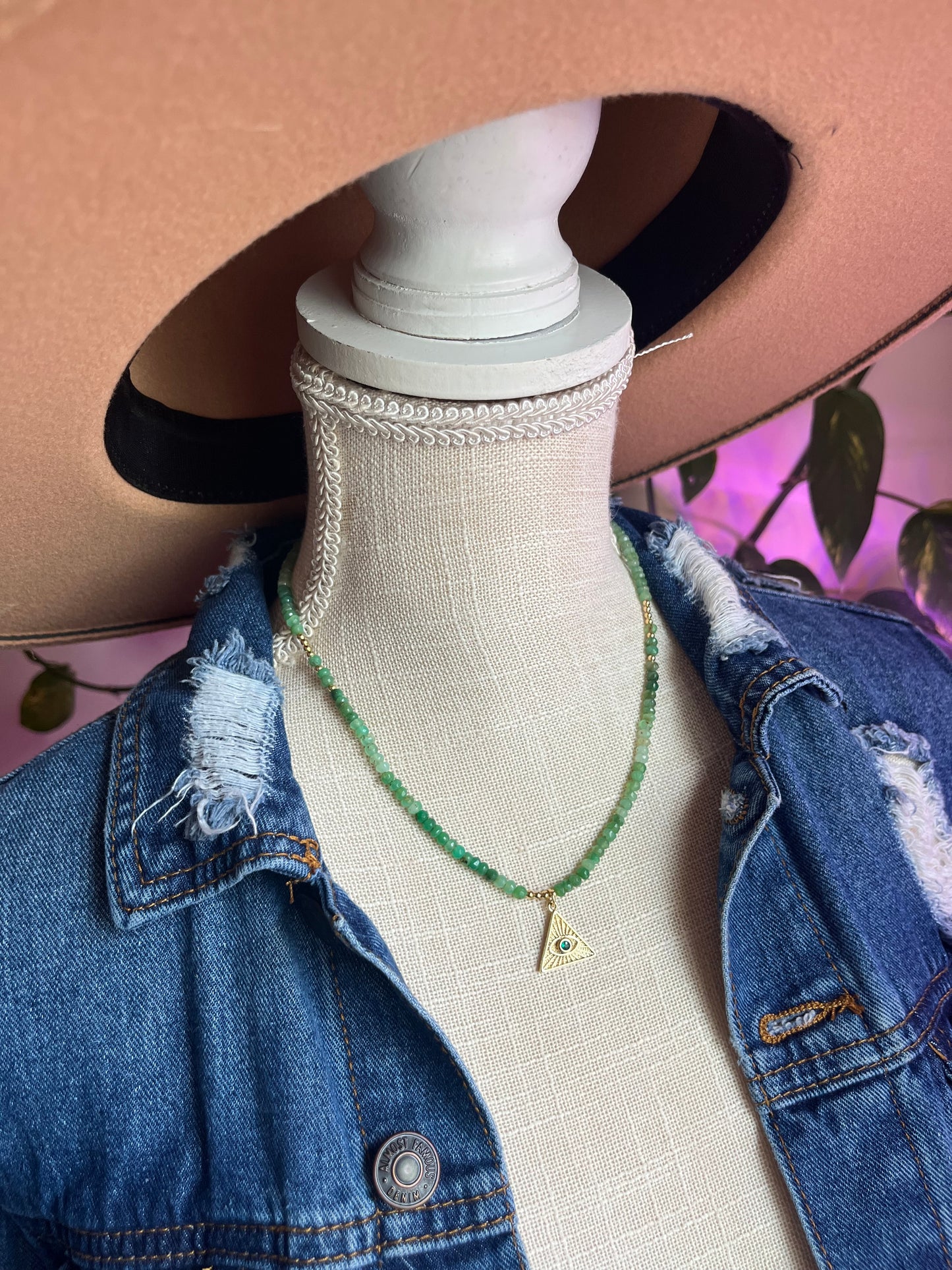 Chrysoprase Eye Charm Necklace