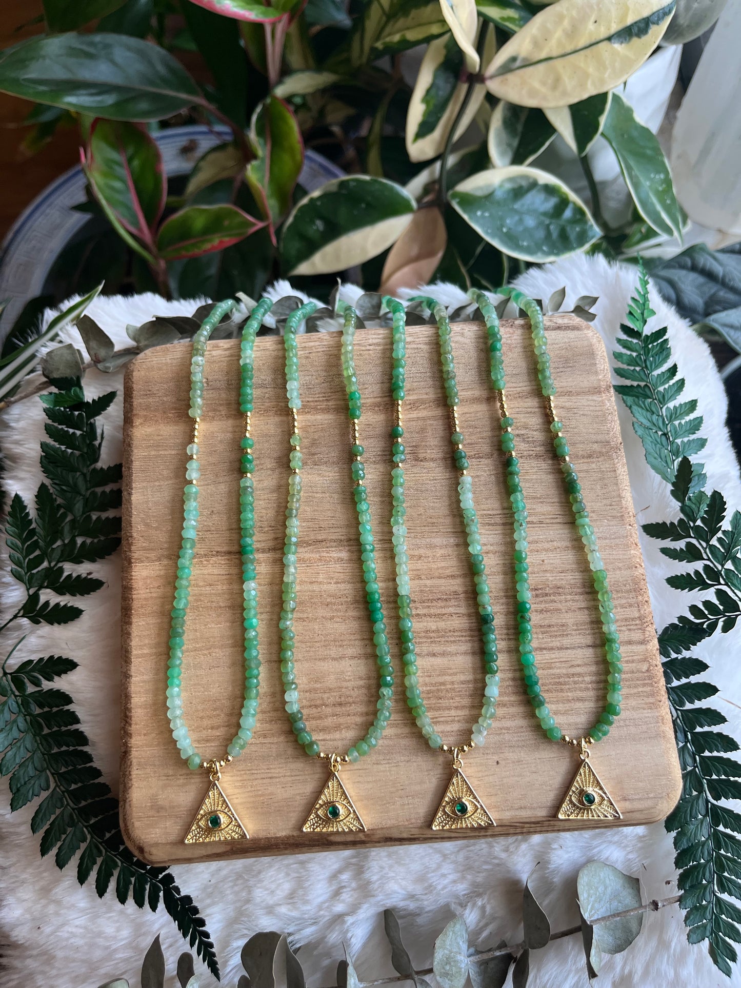 Chrysoprase Eye Charm Necklace