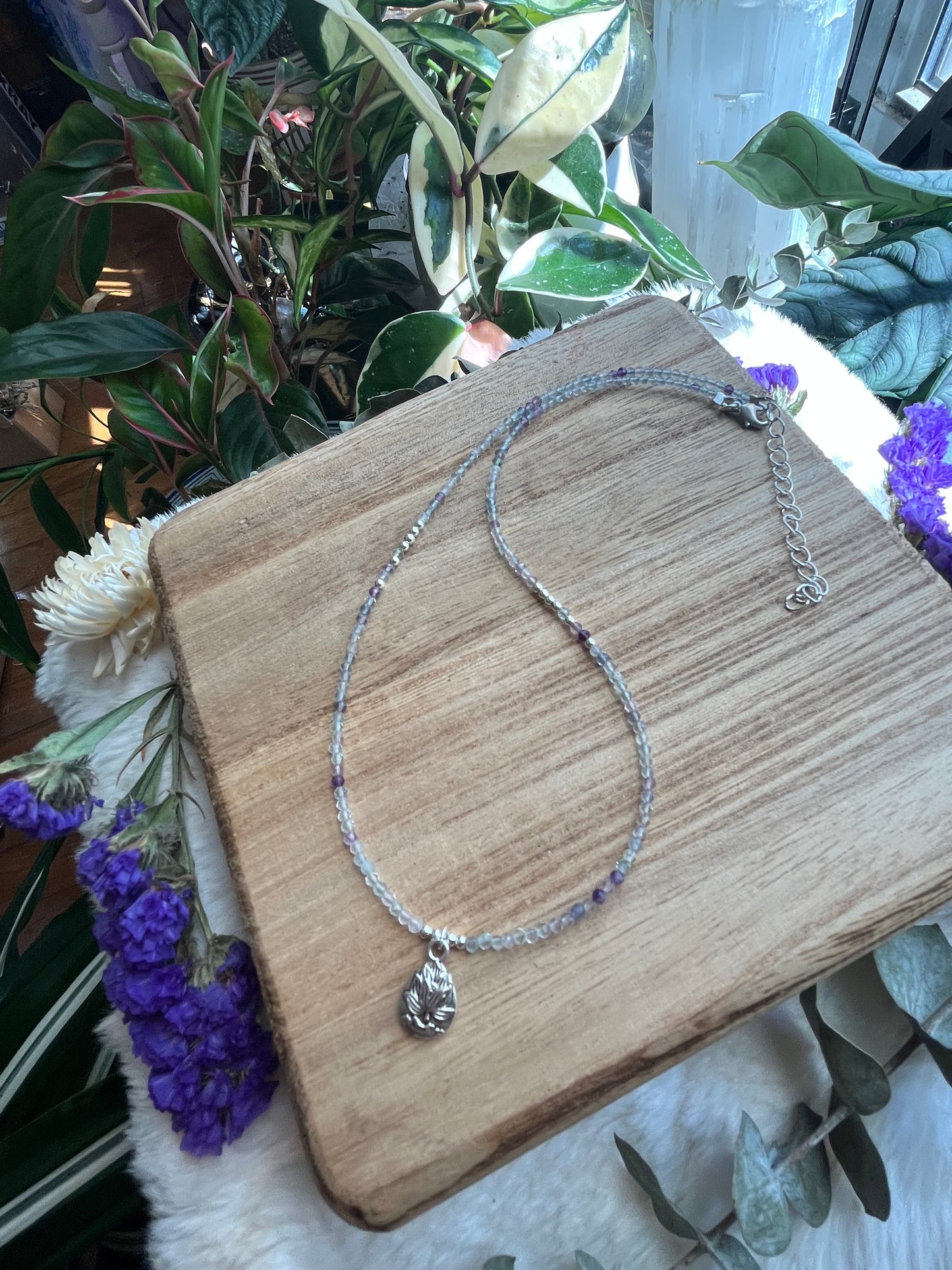 Fluorite Lotus necklace