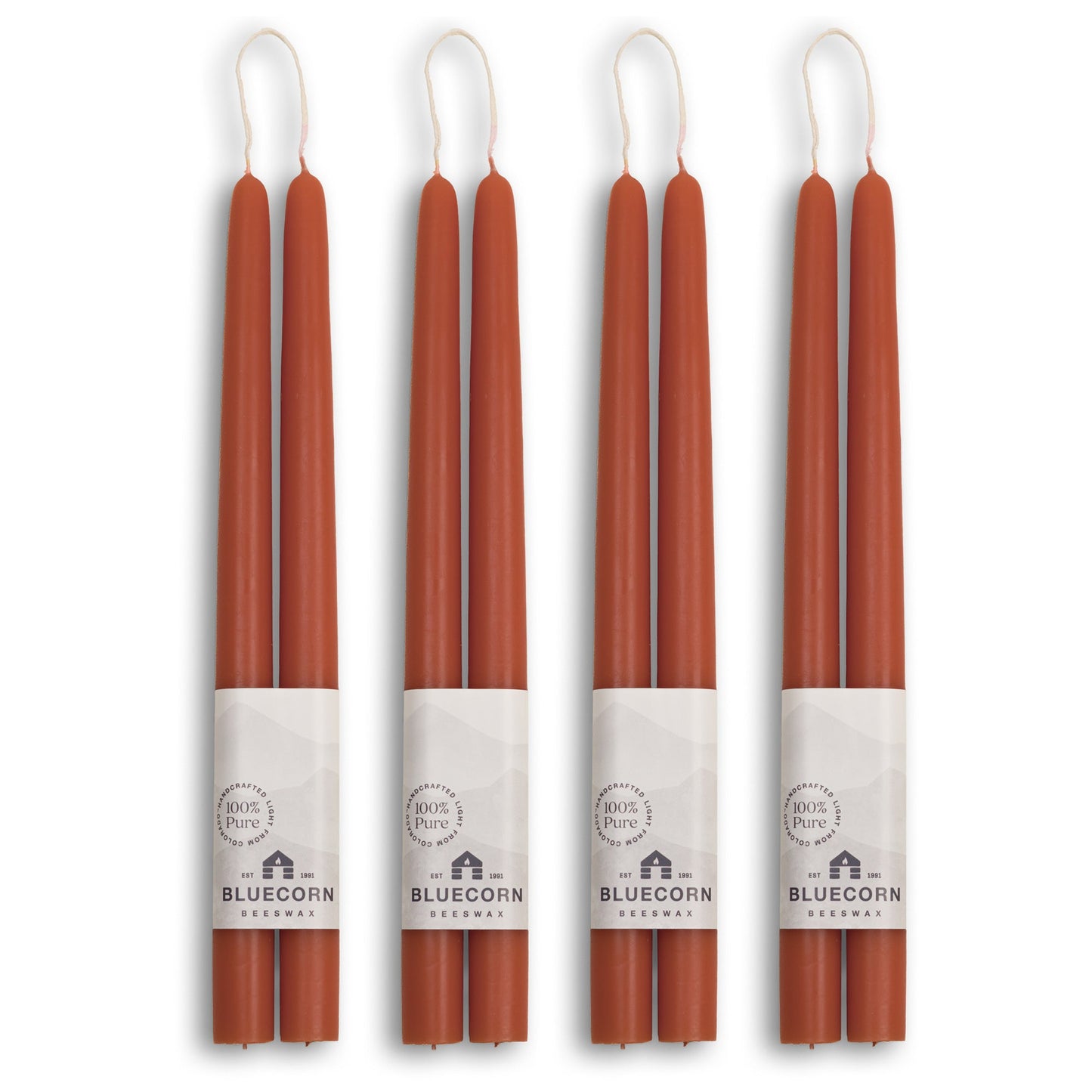 Hand-Dipped Beeswax Taper Candles - Bulk 4-Pair Bundle