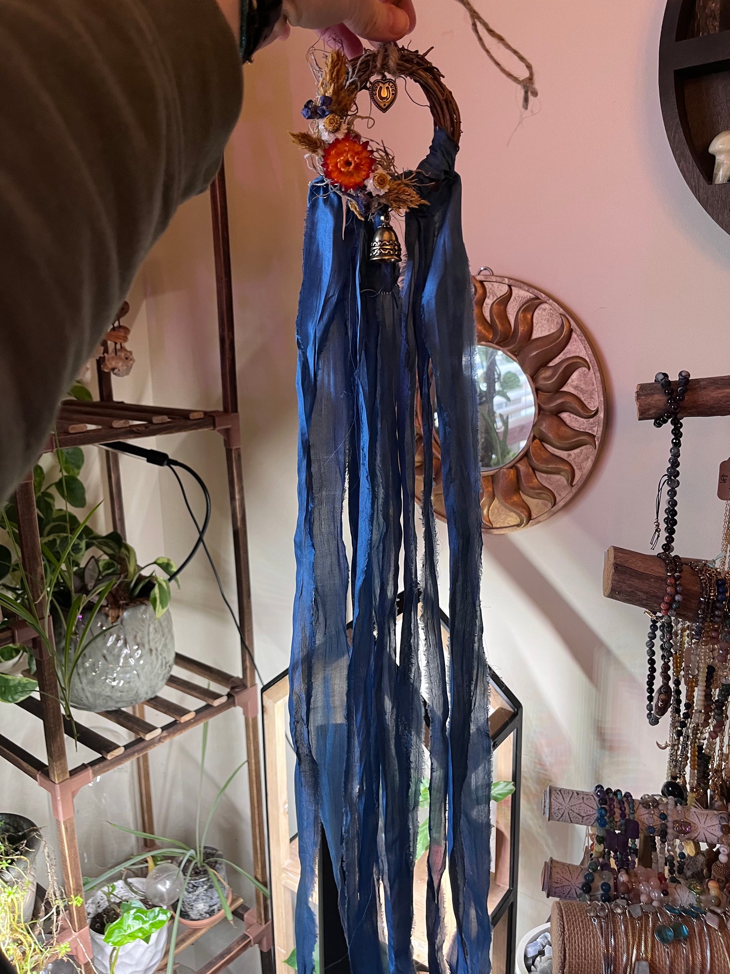 Fire Horse Protection Wreath with Witch Bells: Pagan Altar Decor