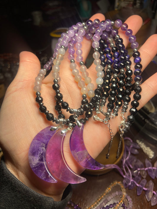 Amethyst moon necklace