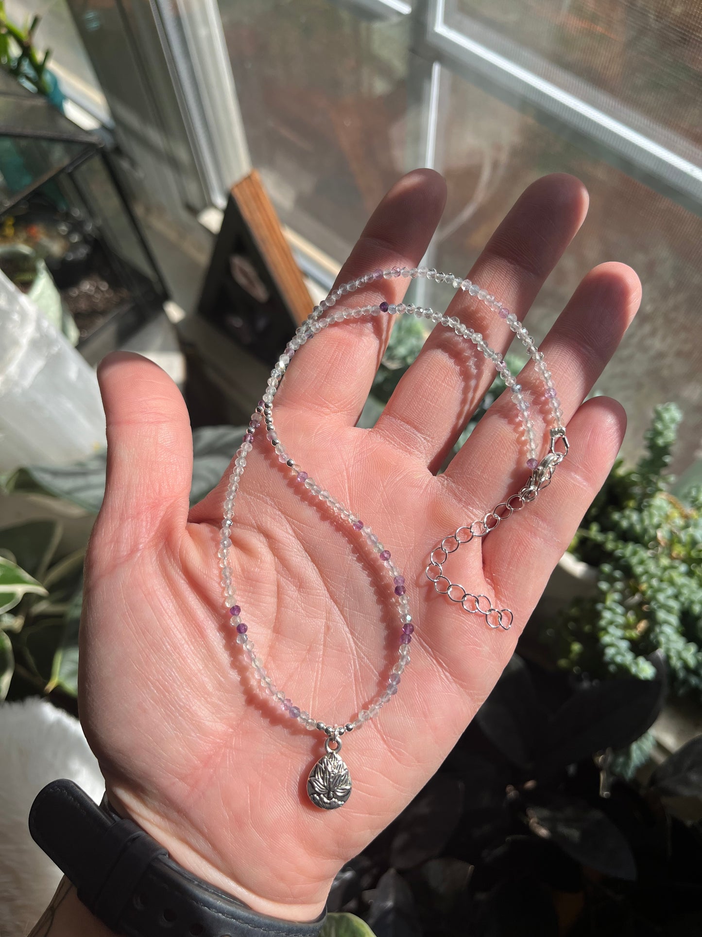 Fluorite Lotus necklace
