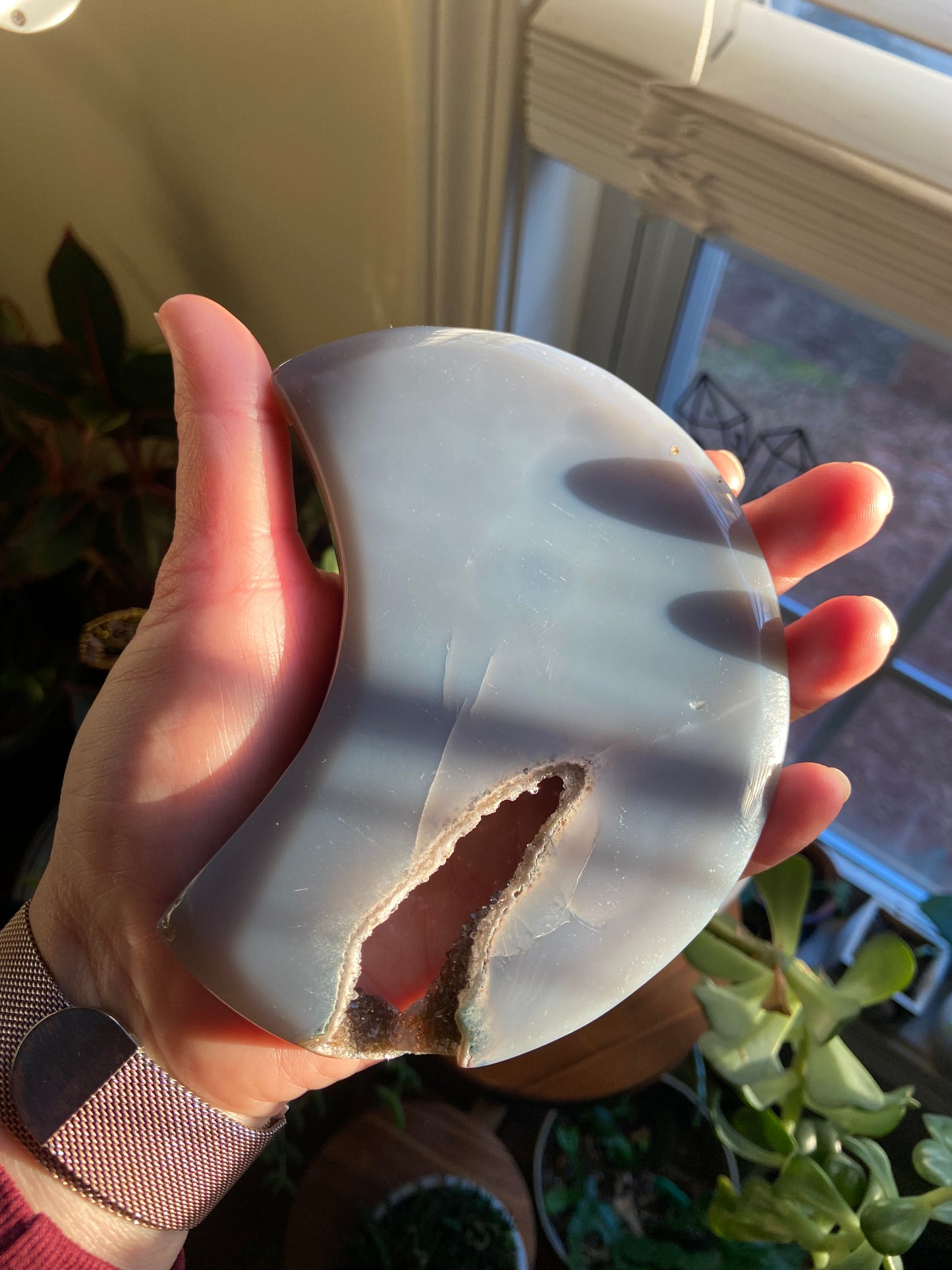 Druzy Agate Moon with stand