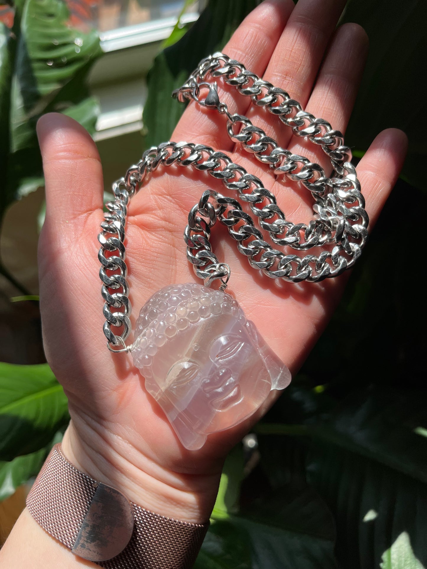 Yitrium Fluorite Buddha Necklace