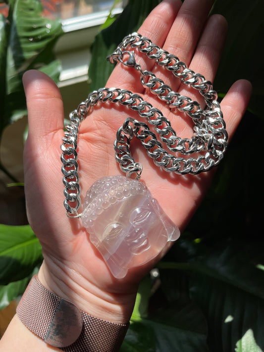 Yitrium Fluorite Buddha Necklace