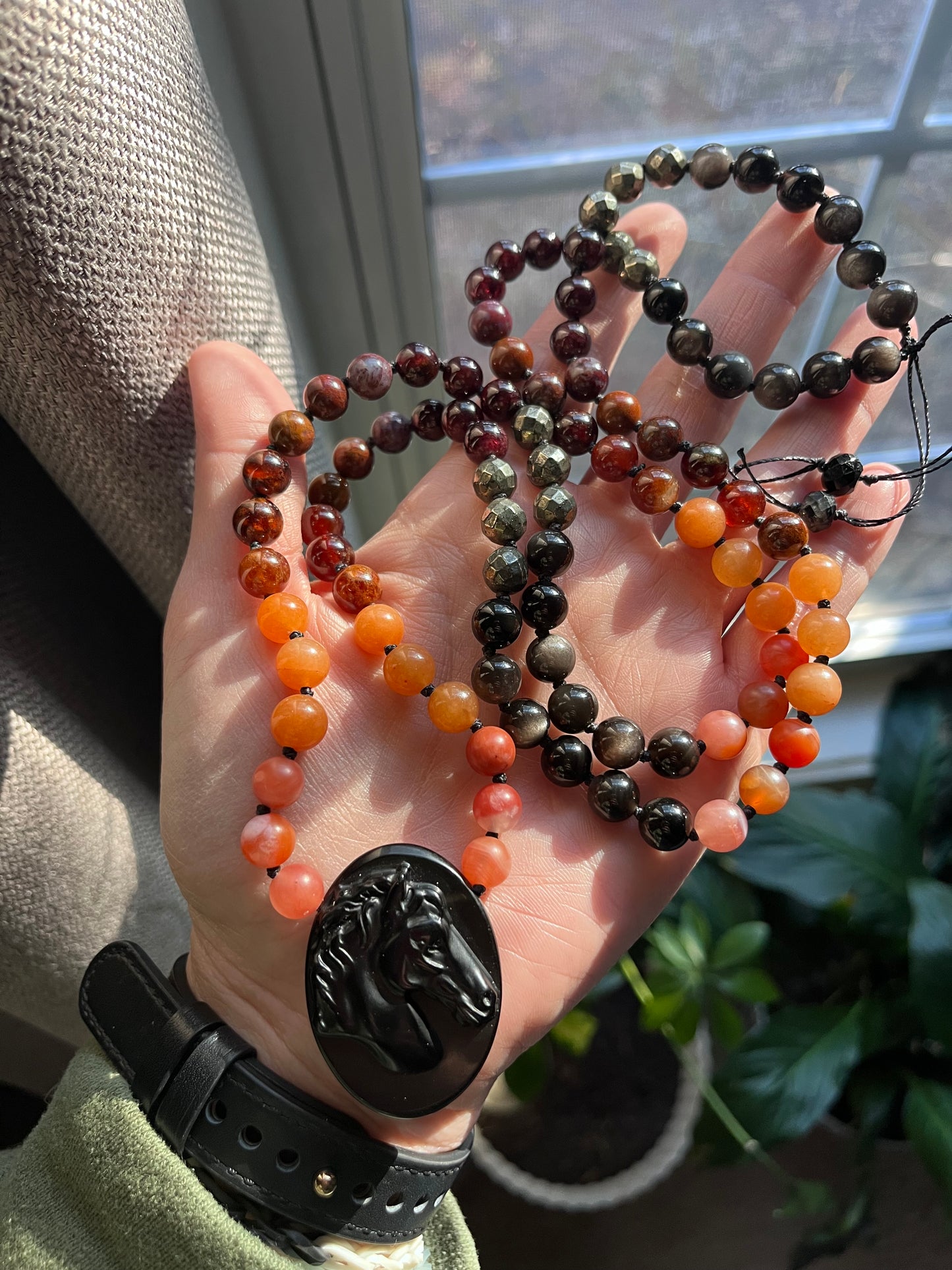 Fire Horse “Ember” mala necklace, meditation jewelry, mala beads, japa mala, carnelian jewelry, lunar new year, year of the fire horse
