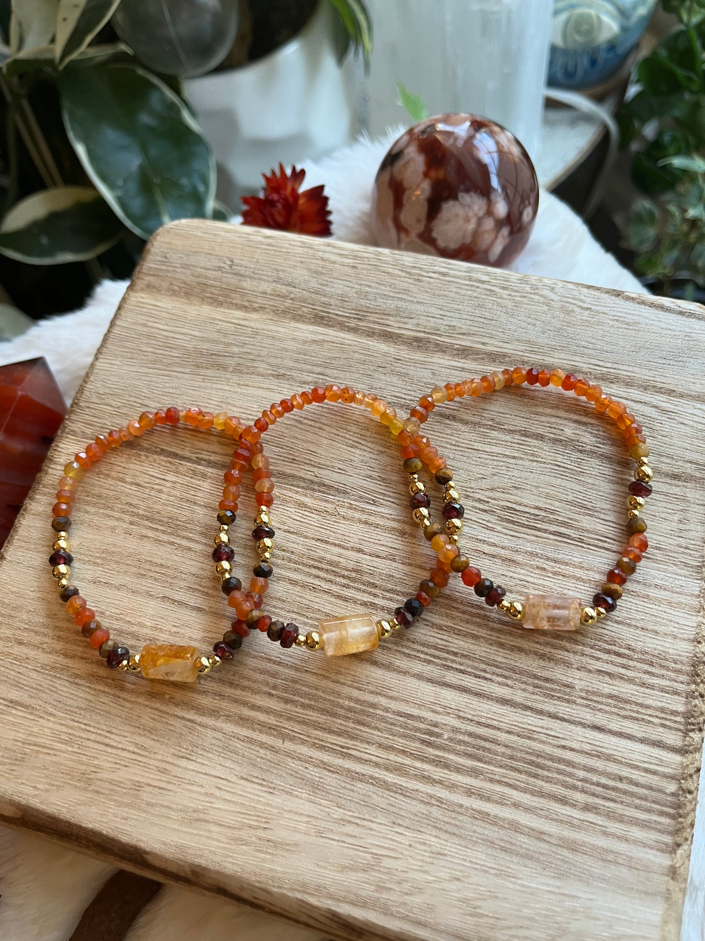 Fire Within mala bracelet, dainty gem bracelet, minimalist jewelry, dainty bracelet, carnelian bracelet, fire quartz jewelry