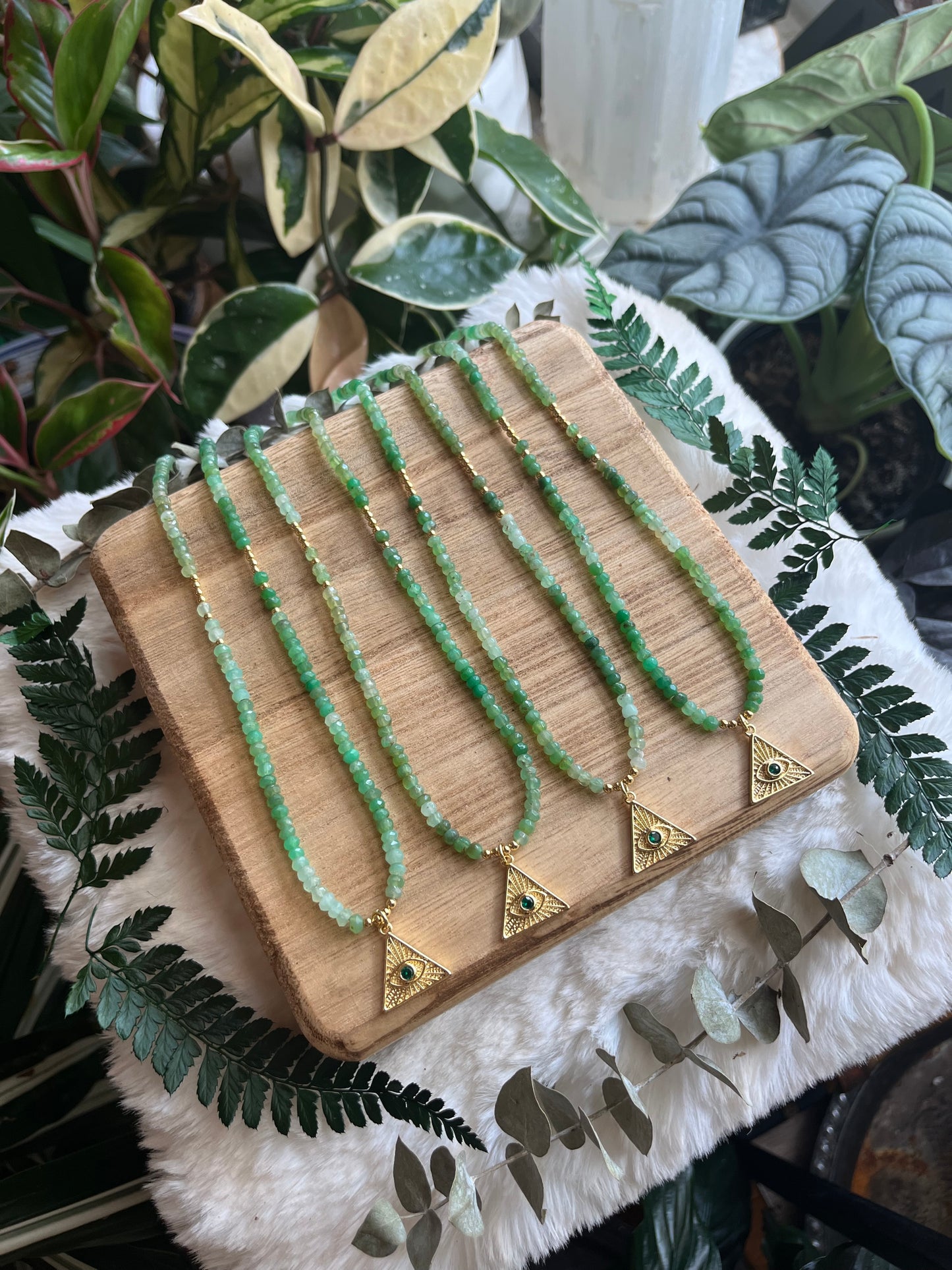 Chrysoprase Eye Charm Necklace