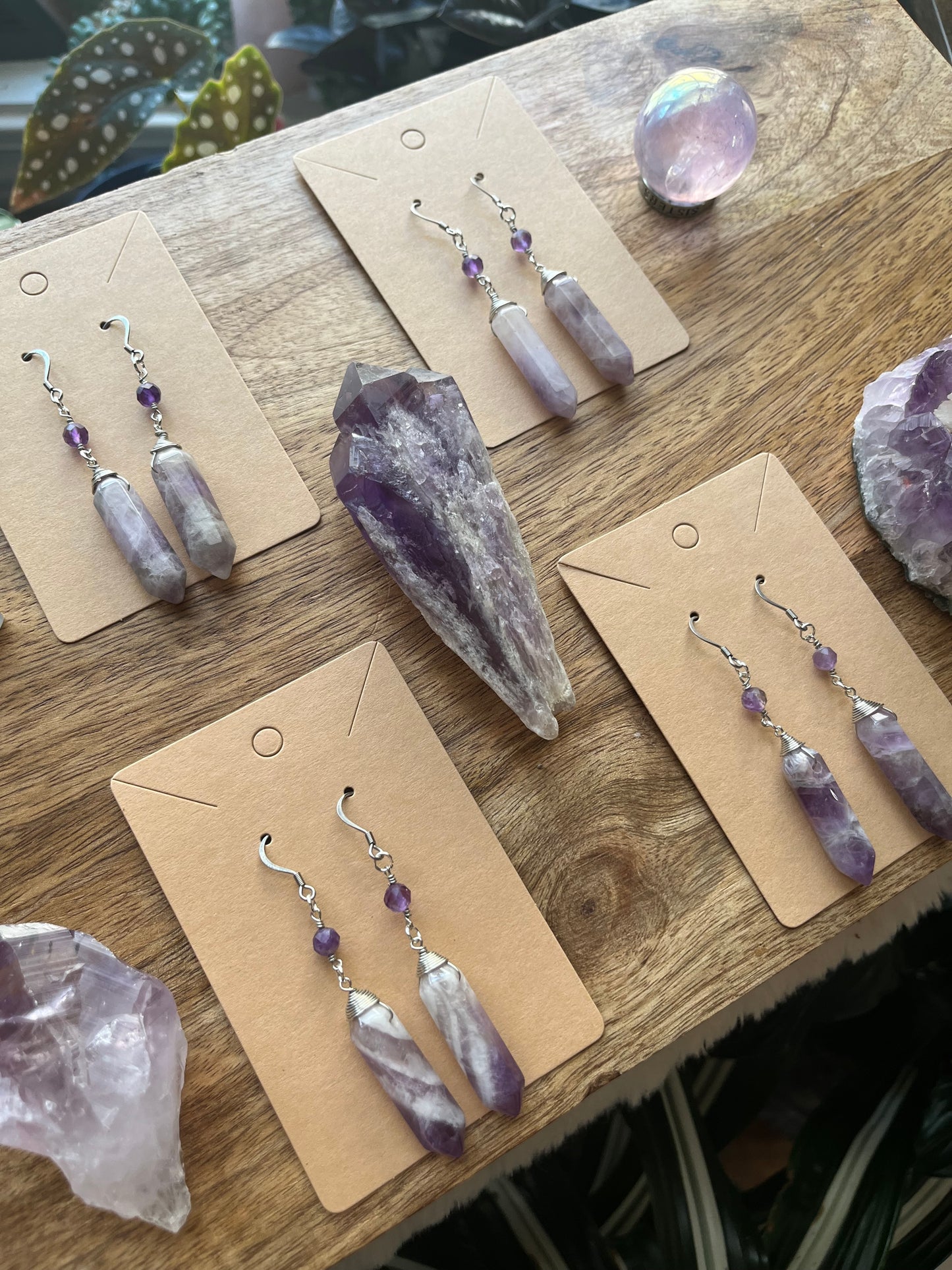 Amethyst Point Dangle Earrings | Silver Crystal Boho Jewelry, February Birthstone