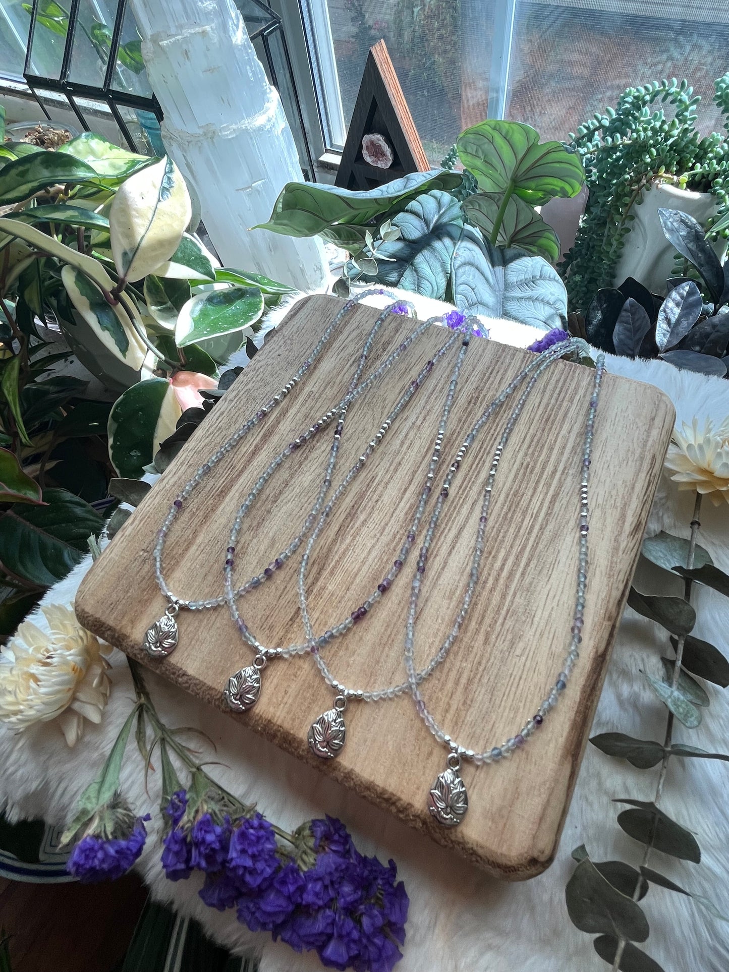 Fluorite Lotus necklace