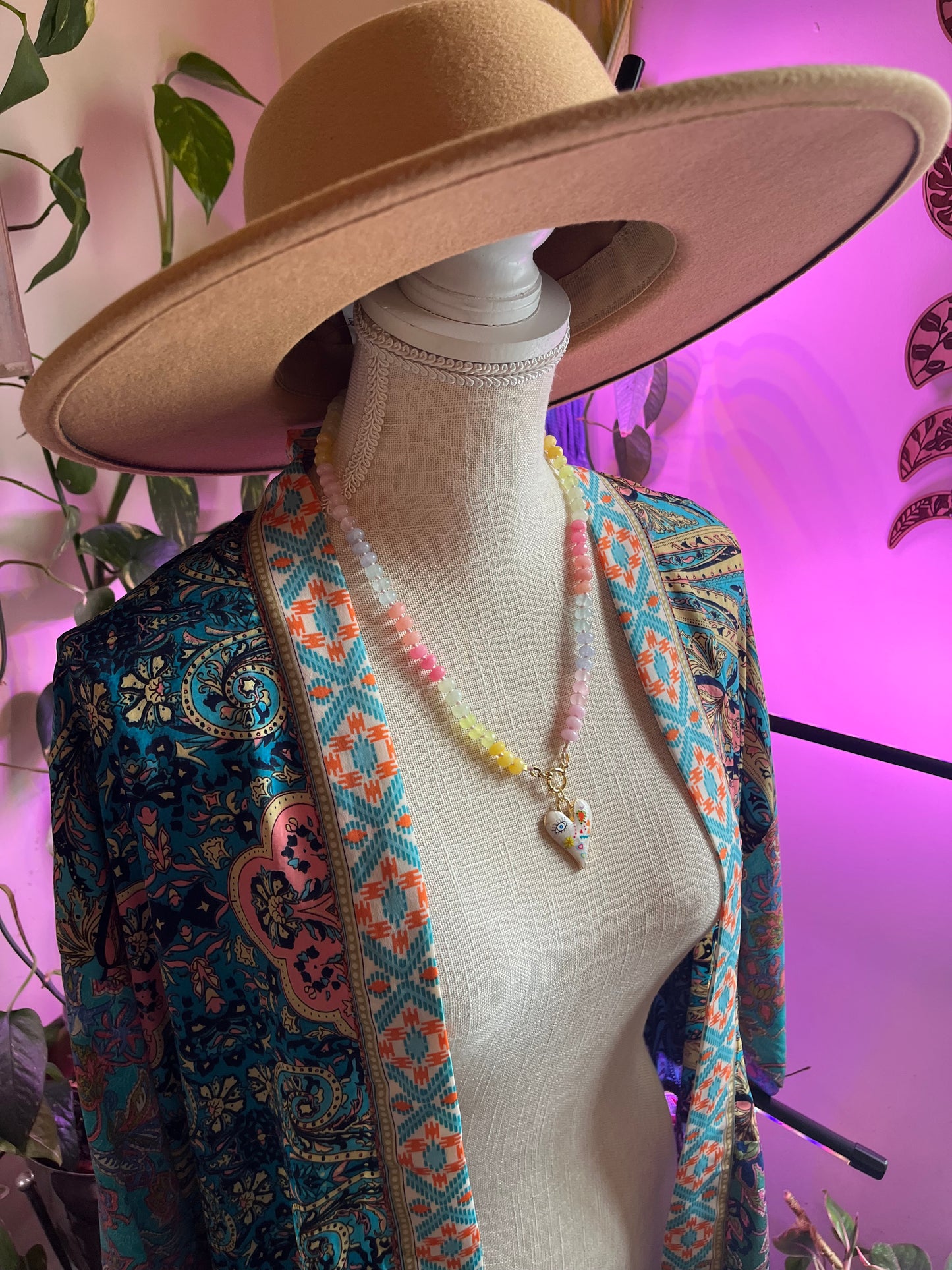 Pastel Princess, Pastel Rainbow Jade Bead Choker, Gold Filled Clasp