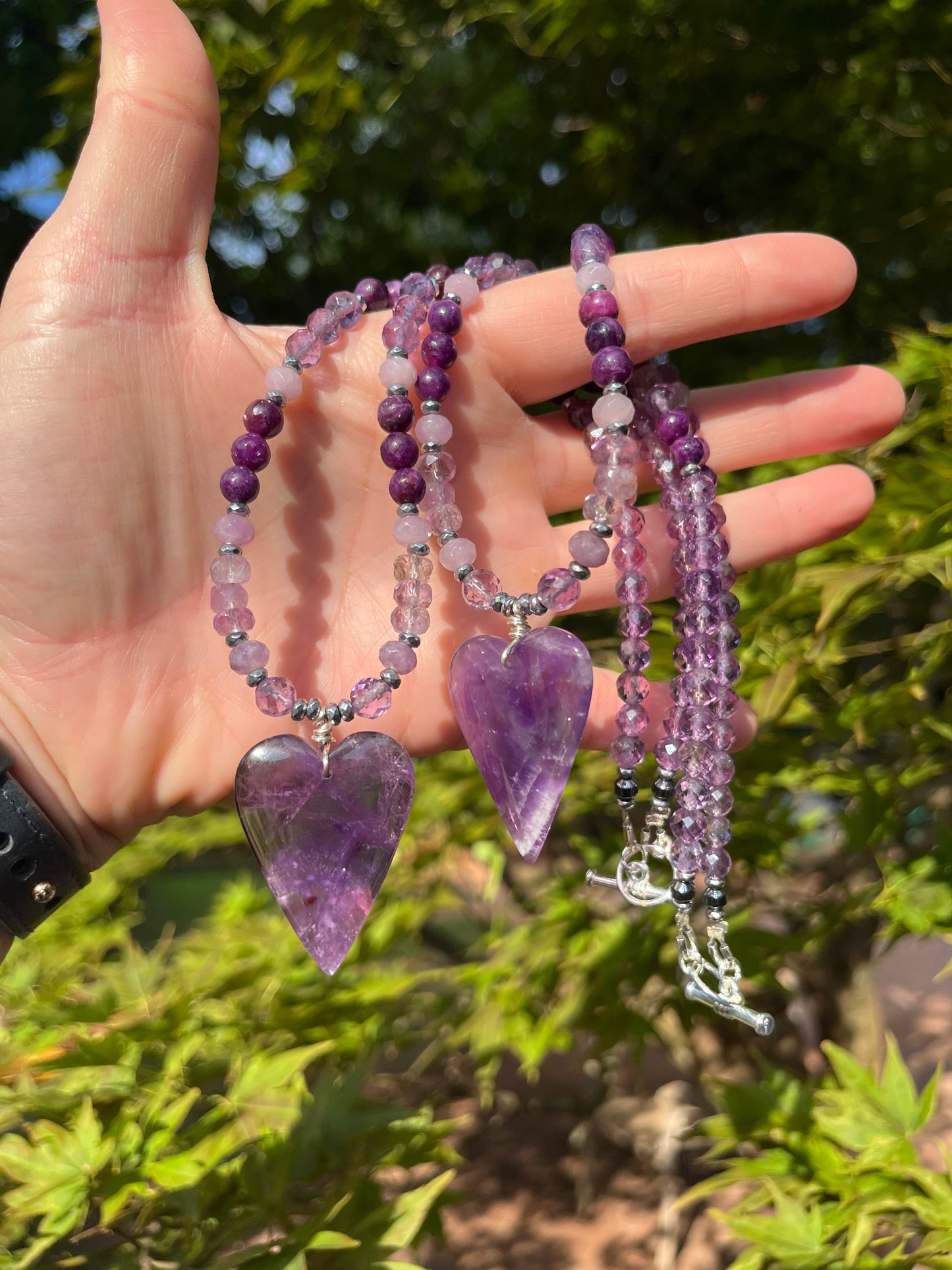 Amethyst Heart necklace, Spiritual protection gift, Birthstone jewelry, gift for her