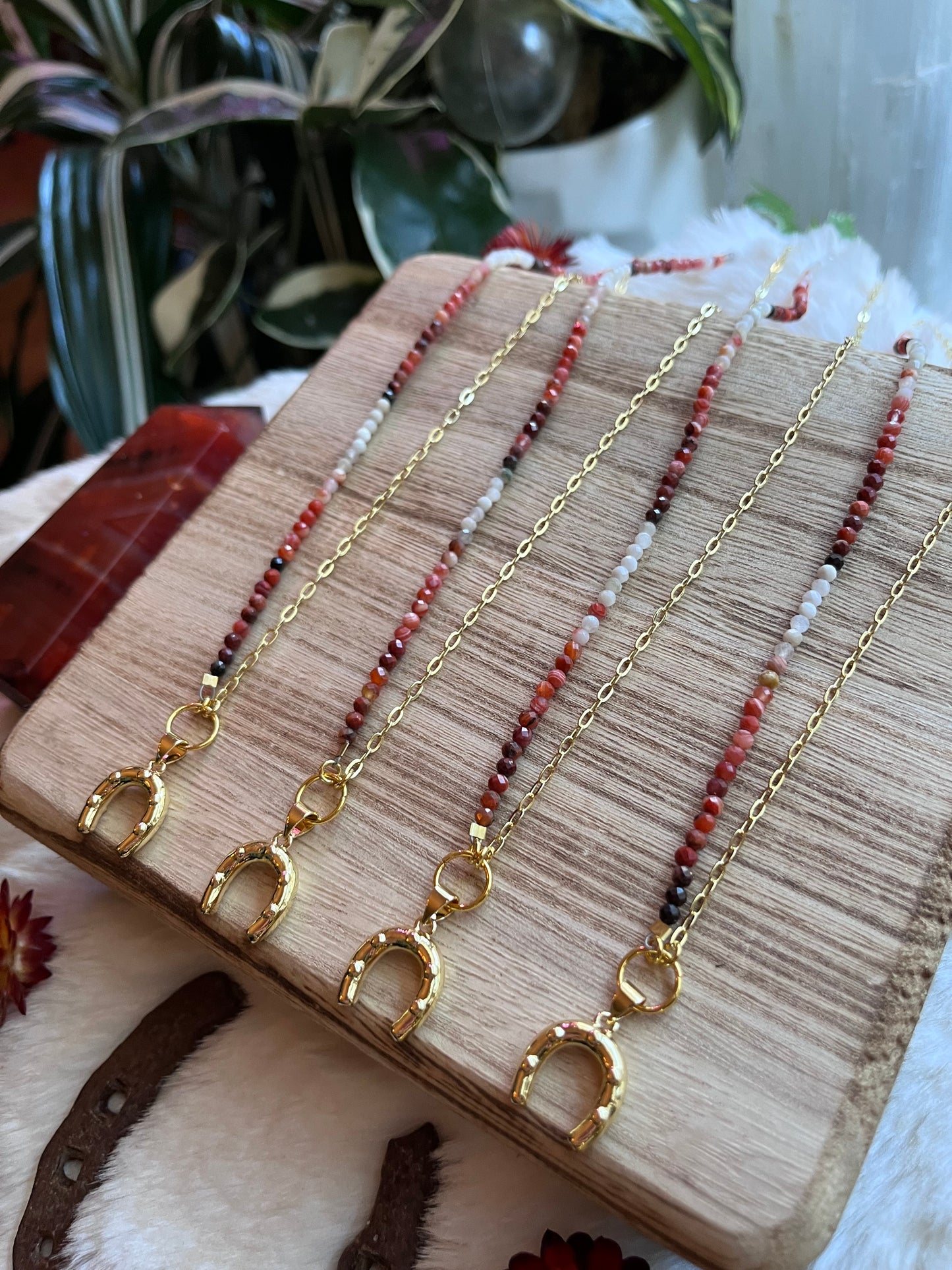 Moroccan Red Agate necklace, horseshoe charm, lucky jewelry, agate necklace, abundance, creativity, passion, good luck charm jewelry