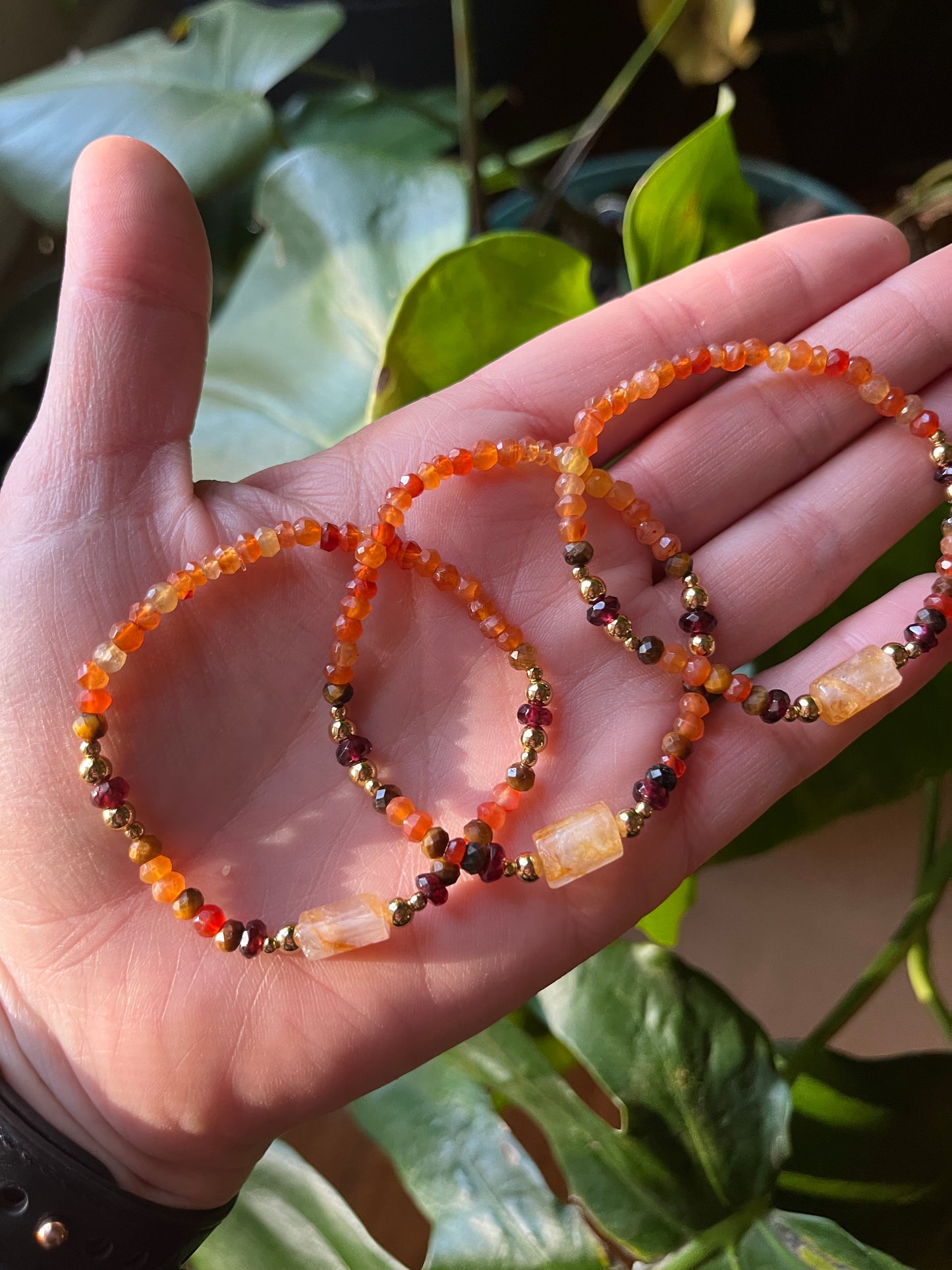 Fire Within mala bracelet, dainty gem bracelet, minimalist jewelry, dainty bracelet, carnelian bracelet, fire quartz jewelry