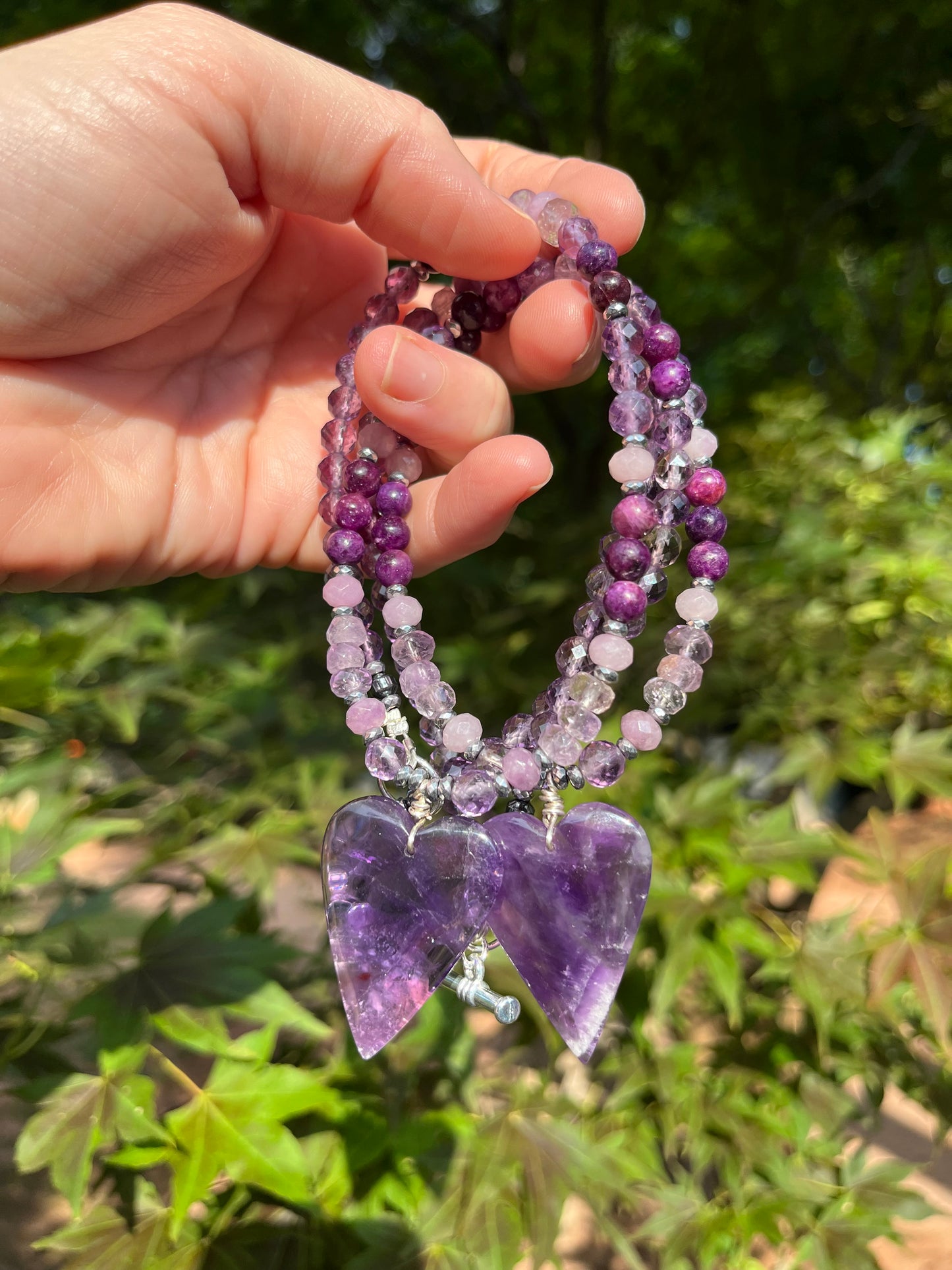 Amethyst Heart necklace, Spiritual protection gift, Birthstone jewelry, gift for her