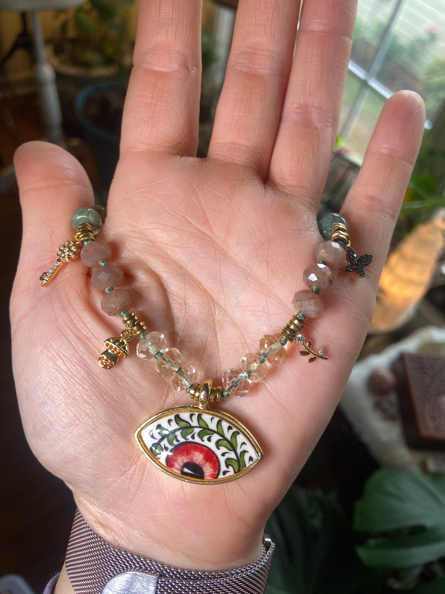 Secret Garden Eye charm necklace