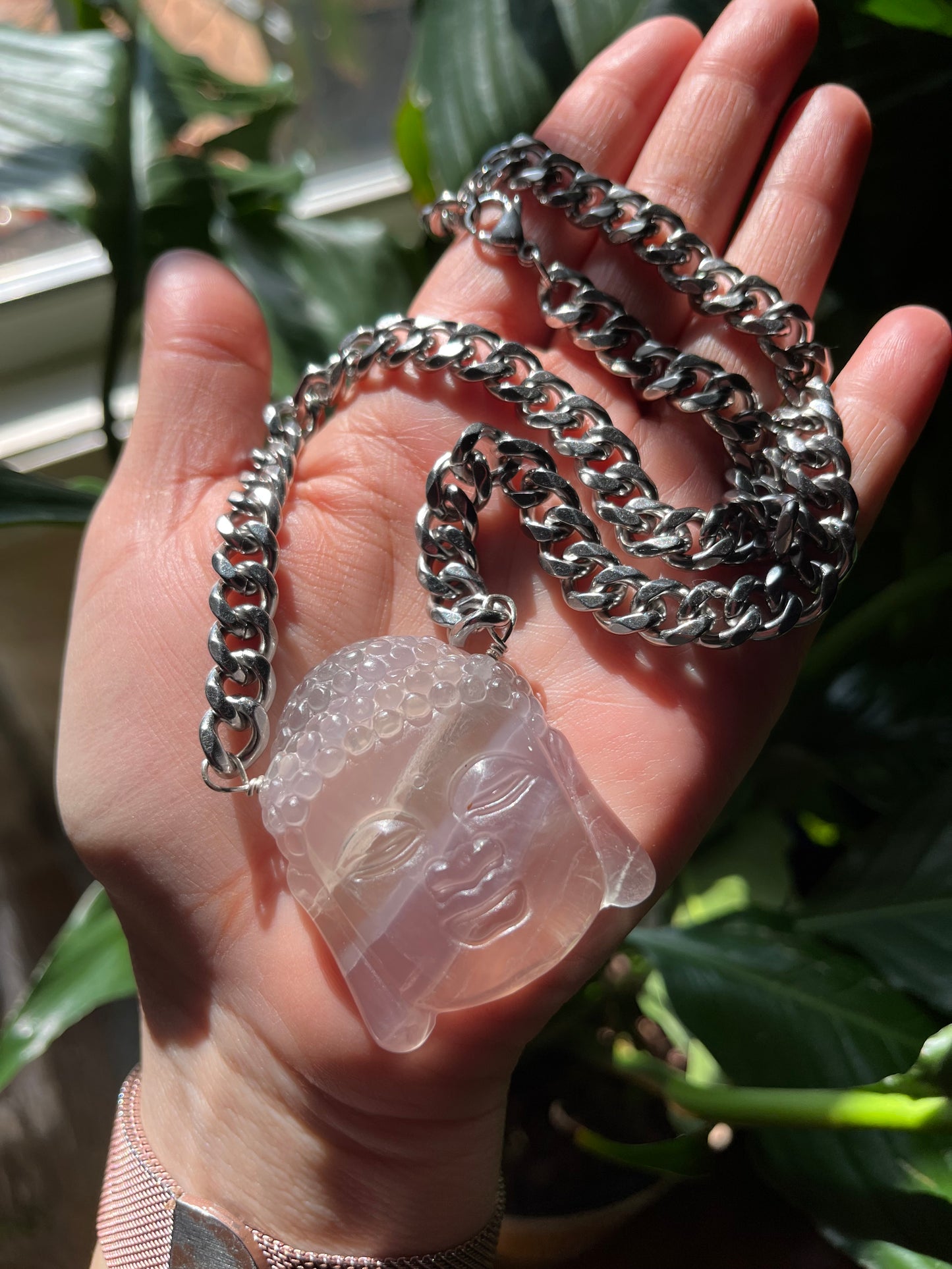 Yitrium Fluorite Buddha Necklace