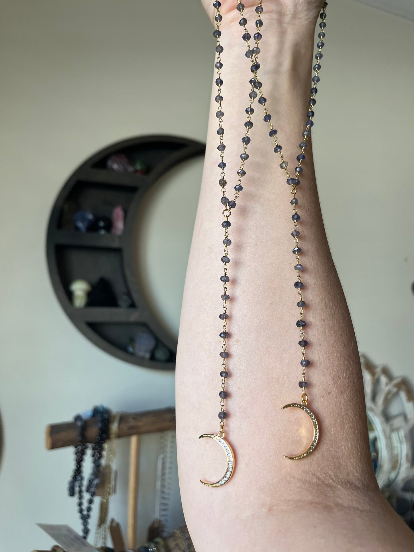 Moon Charm Iolite necklace