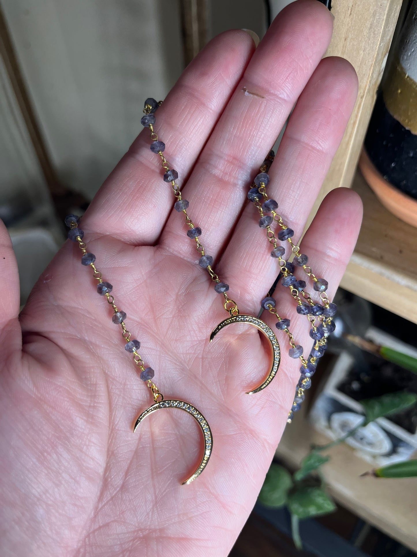Moon Charm Iolite necklace
