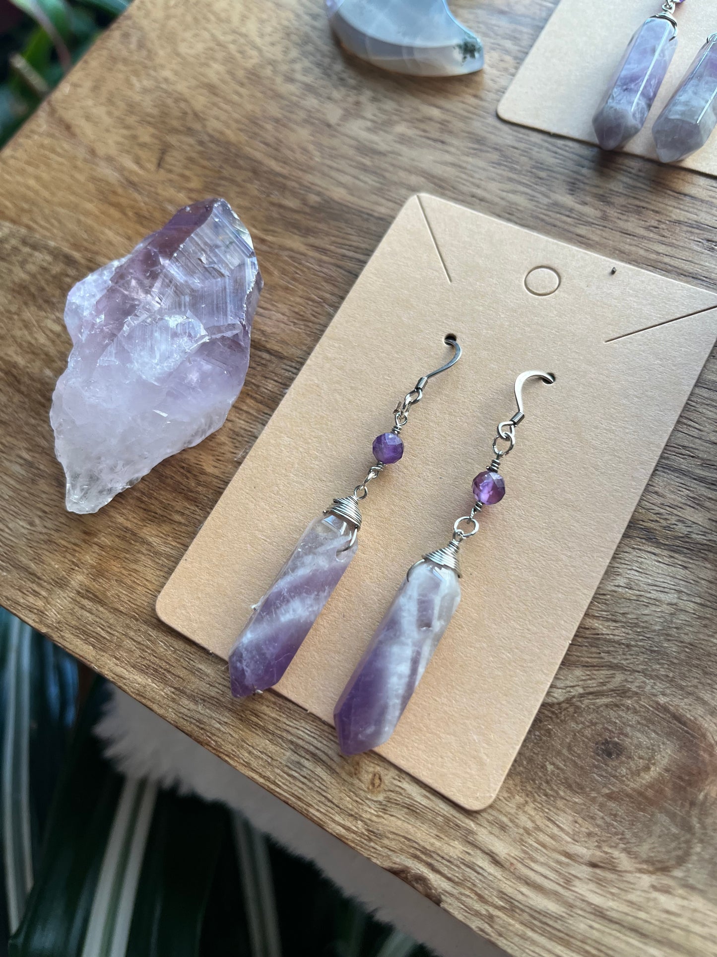 Amethyst Point Dangle Earrings | Silver Crystal Boho Jewelry, February Birthstone